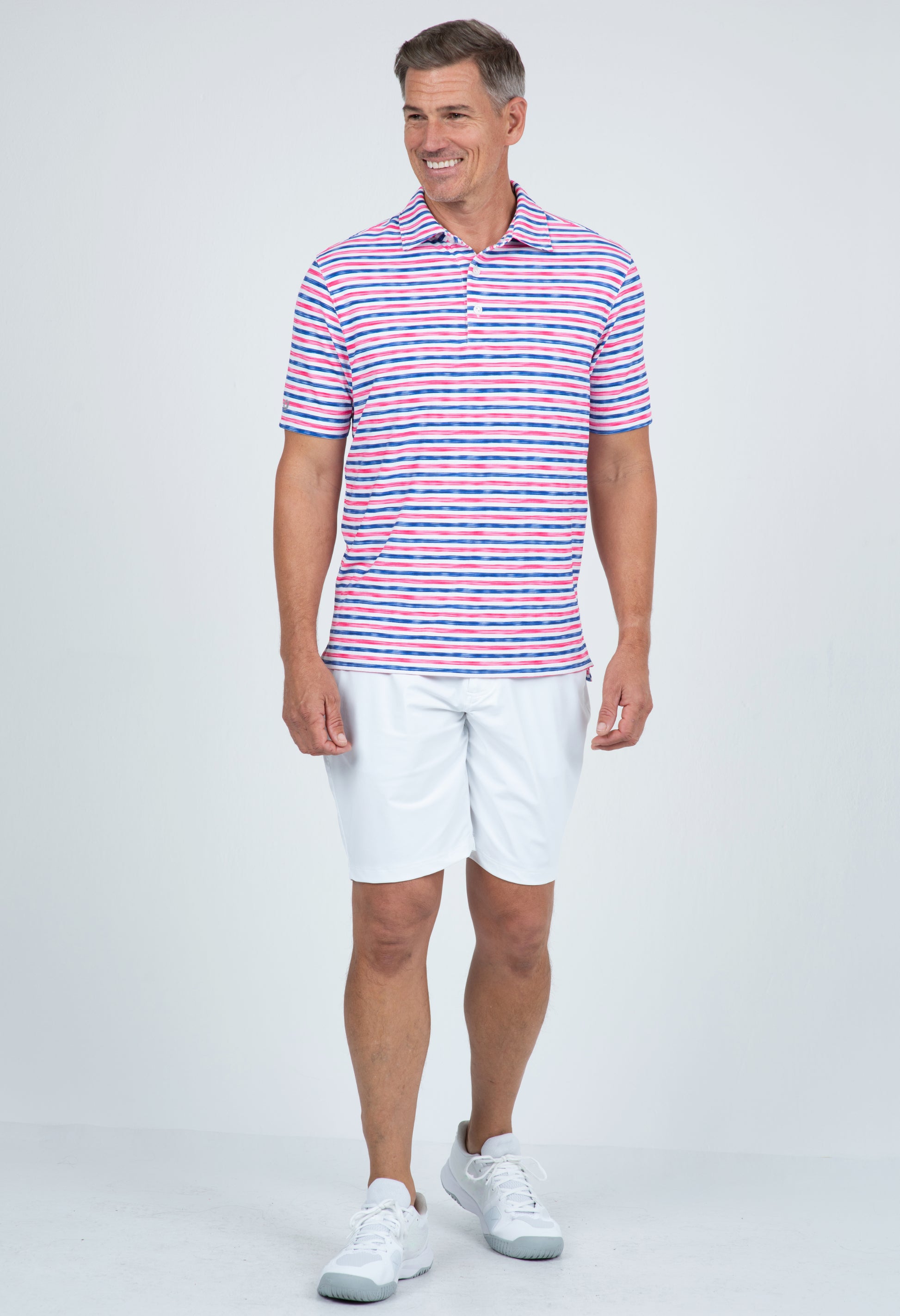 IBKÜL - Landon Print Short Sleeve Polo – 94163 (Modern Fit) - Color: Watermelon/Ink