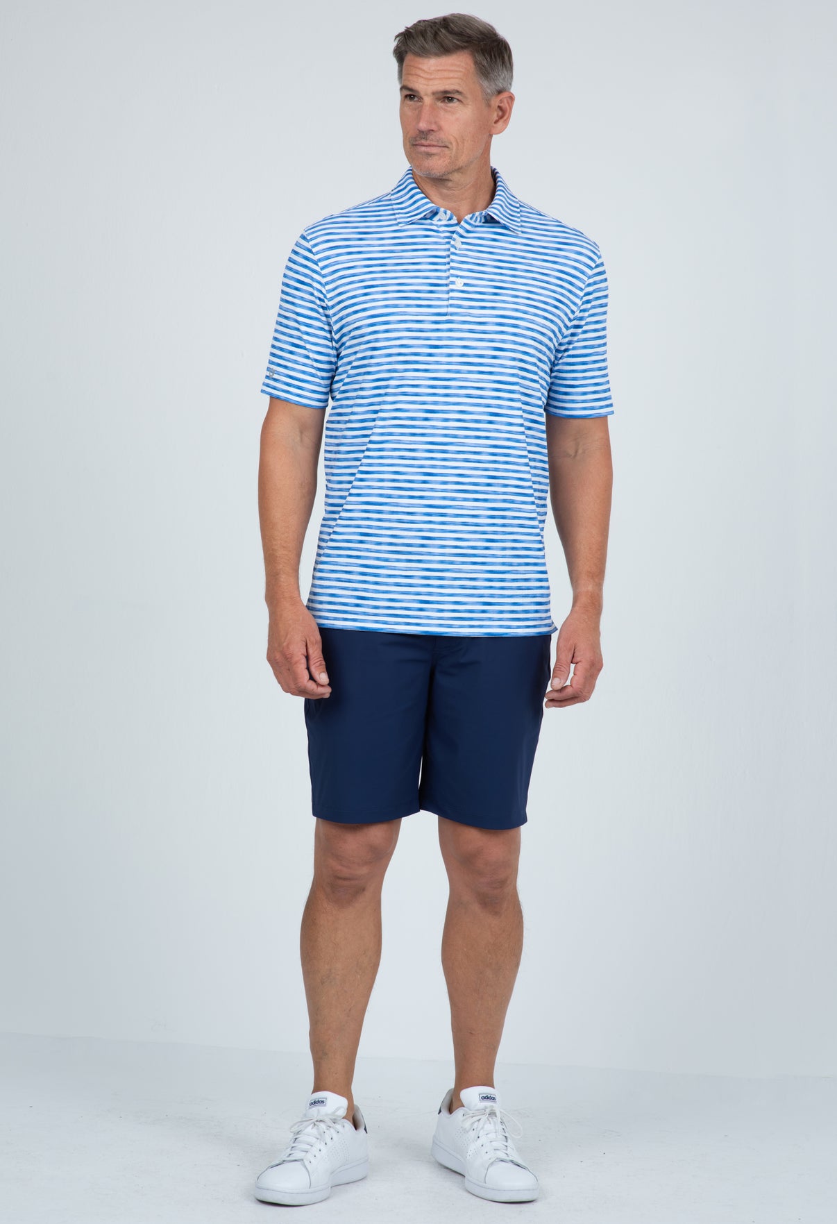 IBKÜL - Landon Stripe II Print Short Sleeve Polo - 94164 (Modern Fit) - Color: Ink/White