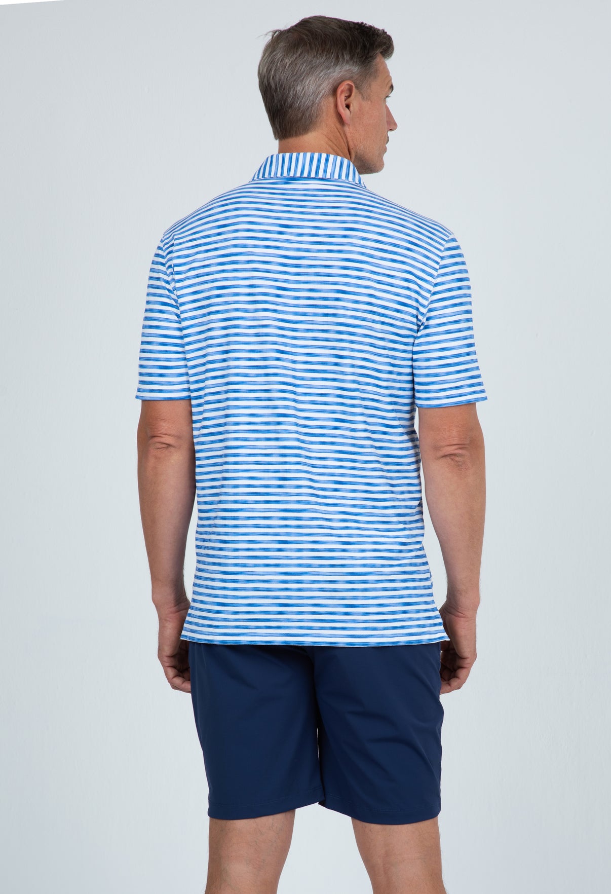 IBKÜL - Landon Stripe II Print Short Sleeve Polo - 94164 (Modern Fit) - Color: Ink/White