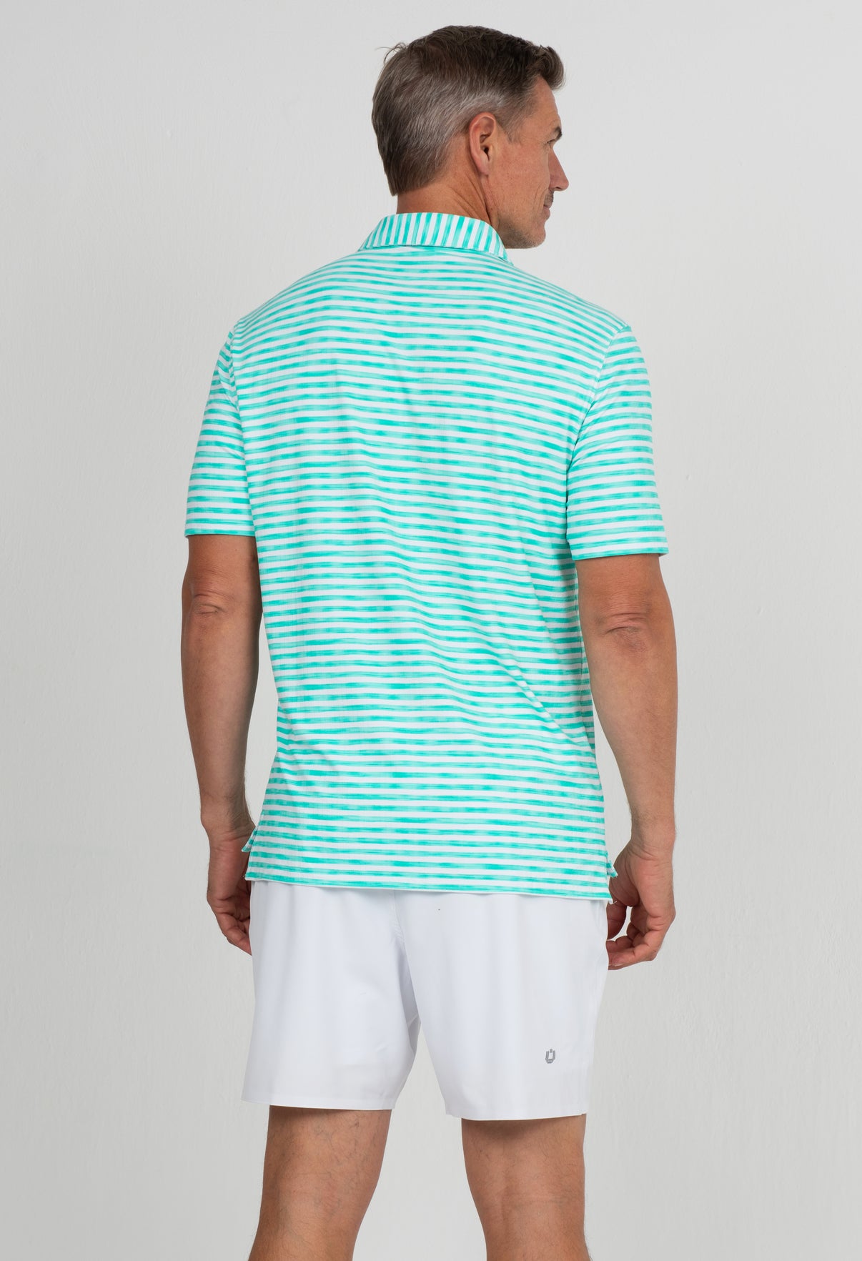 IBKÜL - Landon Stripe II Print Short Sleeve Polo - 94164 (Modern Fit) - Color: Mint/White