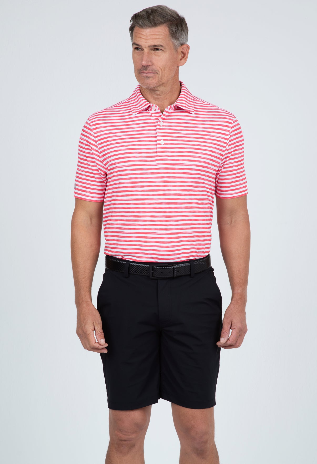 IBKÜL - Landon Stripe II Print Short Sleeve Polo - 94164 (Modern Fit) - Color: Red/White
