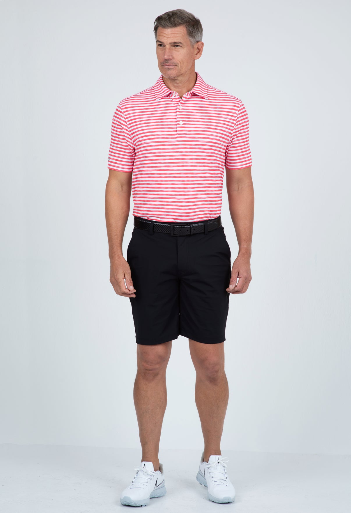 IBKÜL - Landon Stripe II Print Short Sleeve Polo - 94164 (Modern Fit) - Color: Red/White