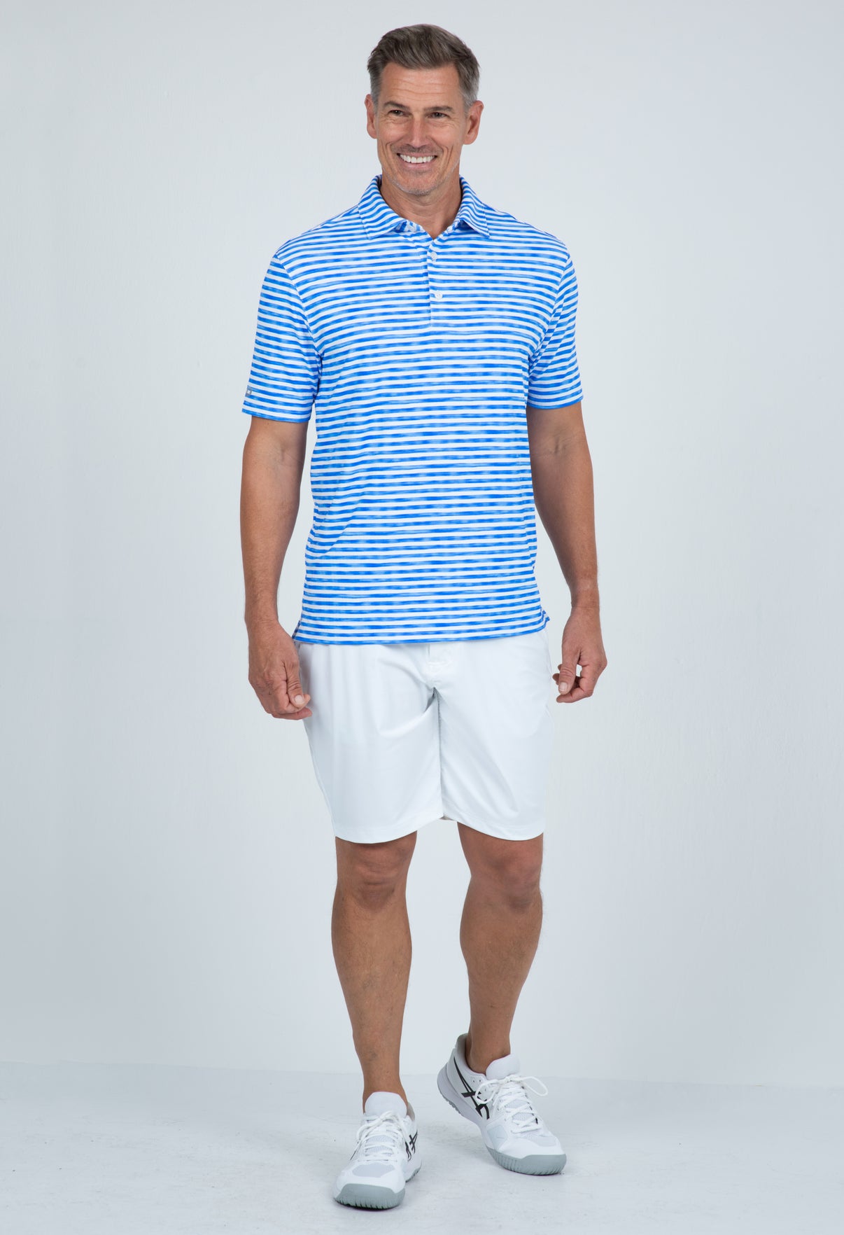 IBKÜL - Landon Stripe II Print Short Sleeve Polo - 94164 (Modern Fit) - Color: Royal/White