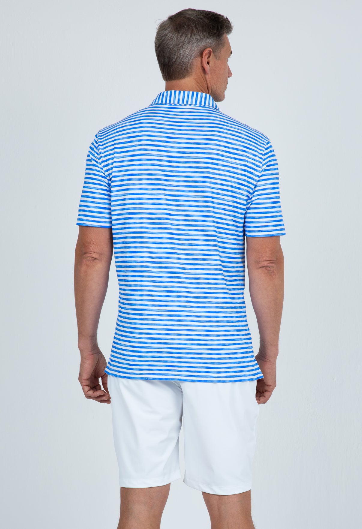 IBKÜL - Landon Stripe II Print Short Sleeve Polo - 94164 (Modern Fit) - Color: Royal/White