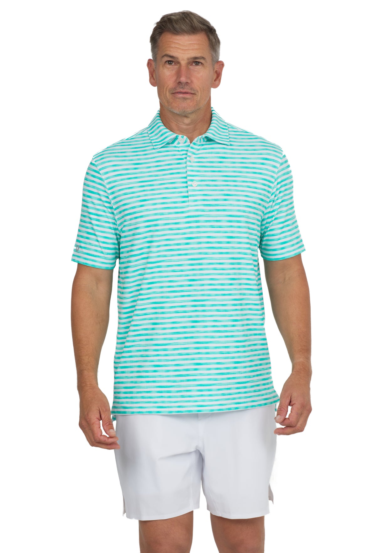 IBKÜL - Landon Stripe II Print Short Sleeve Polo - 94164 (Modern Fit) - Color: Mint/White