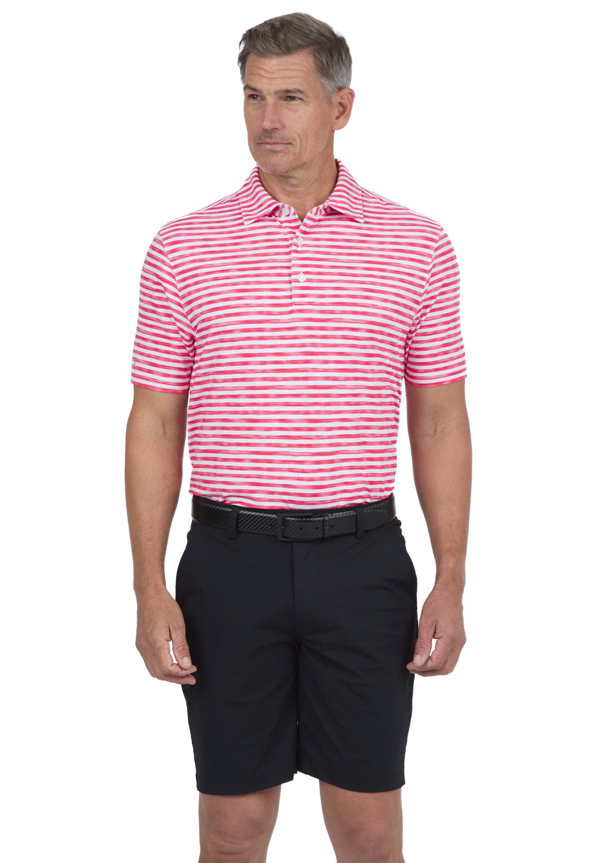 IBKÜL - Landon Stripe II Print Short Sleeve Polo - 94164 (Modern Fit) - Color: Red/White