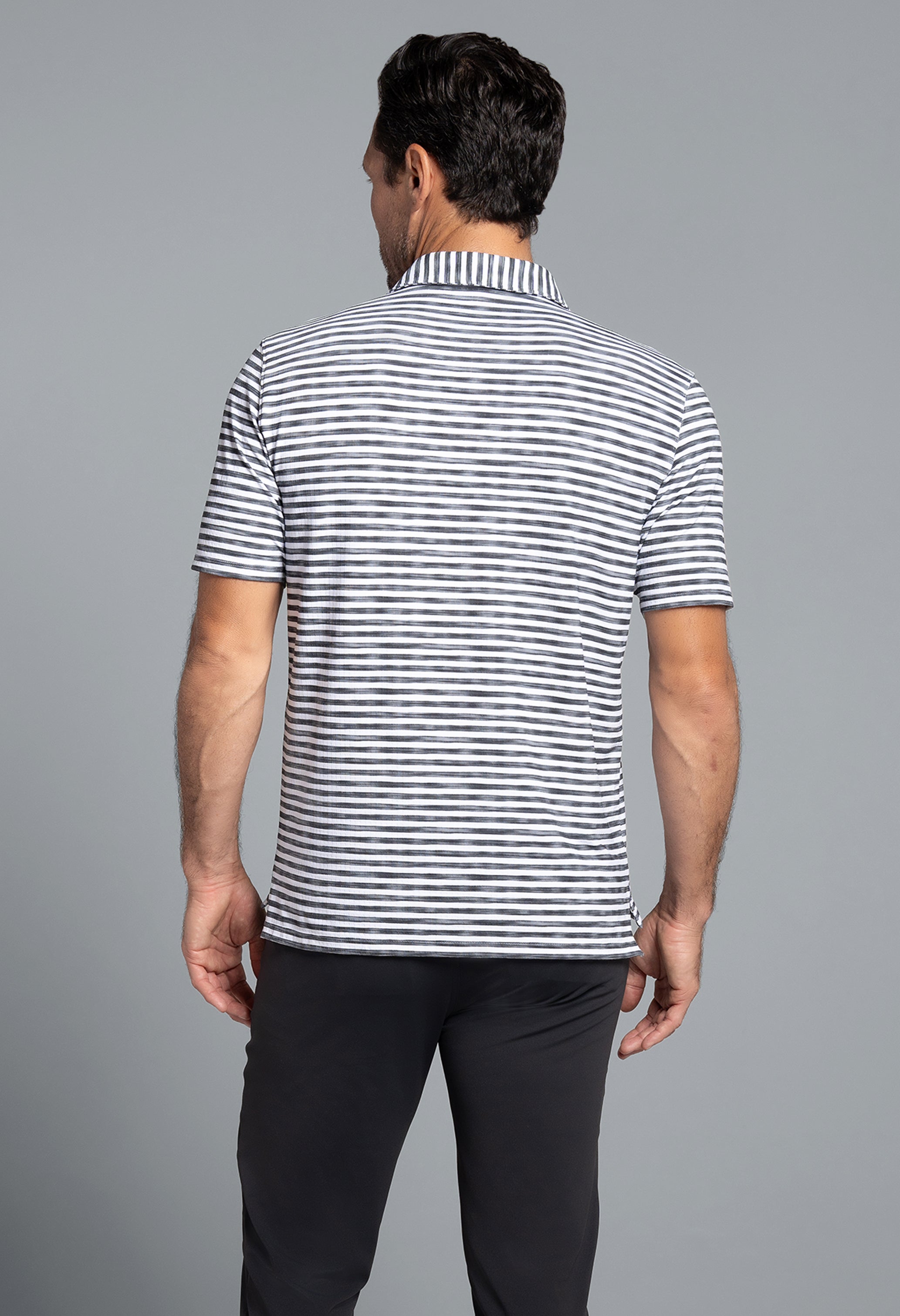 Landon Stripe II Print Short Sleeve Polo (Modern Fit)