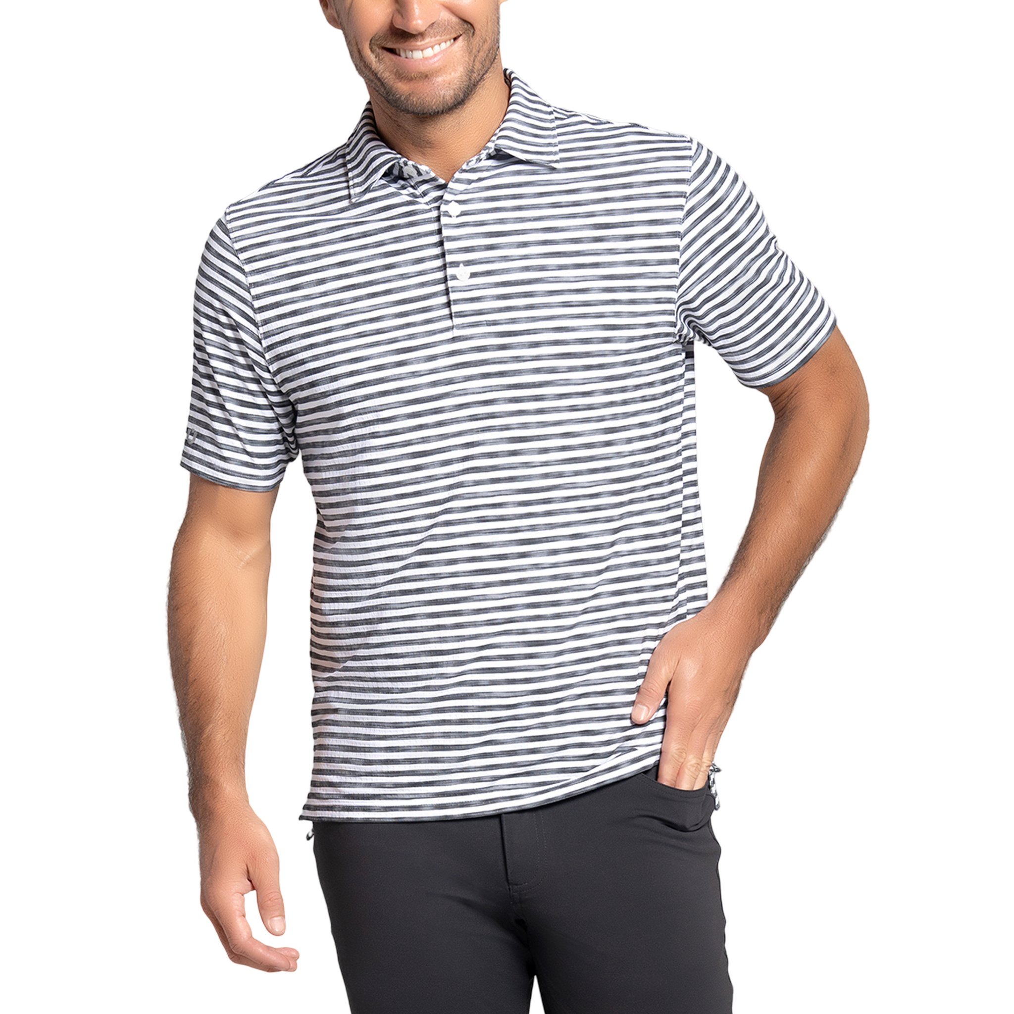 Landon Stripe II Print Short Sleeve Polo - 94164 (Modern Fit)