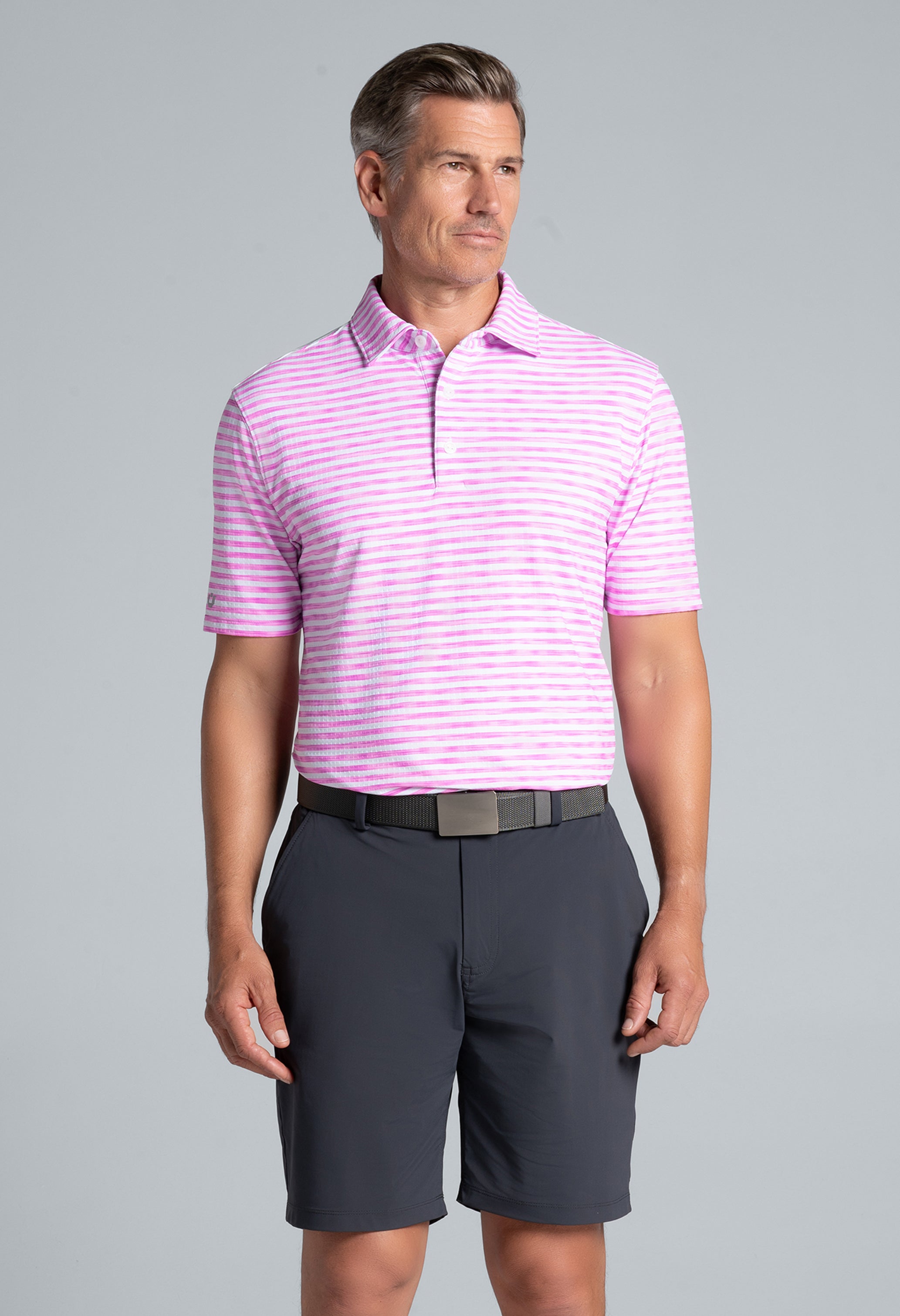 Landon Stripe II Print Short Sleeve Polo (Modern Fit)