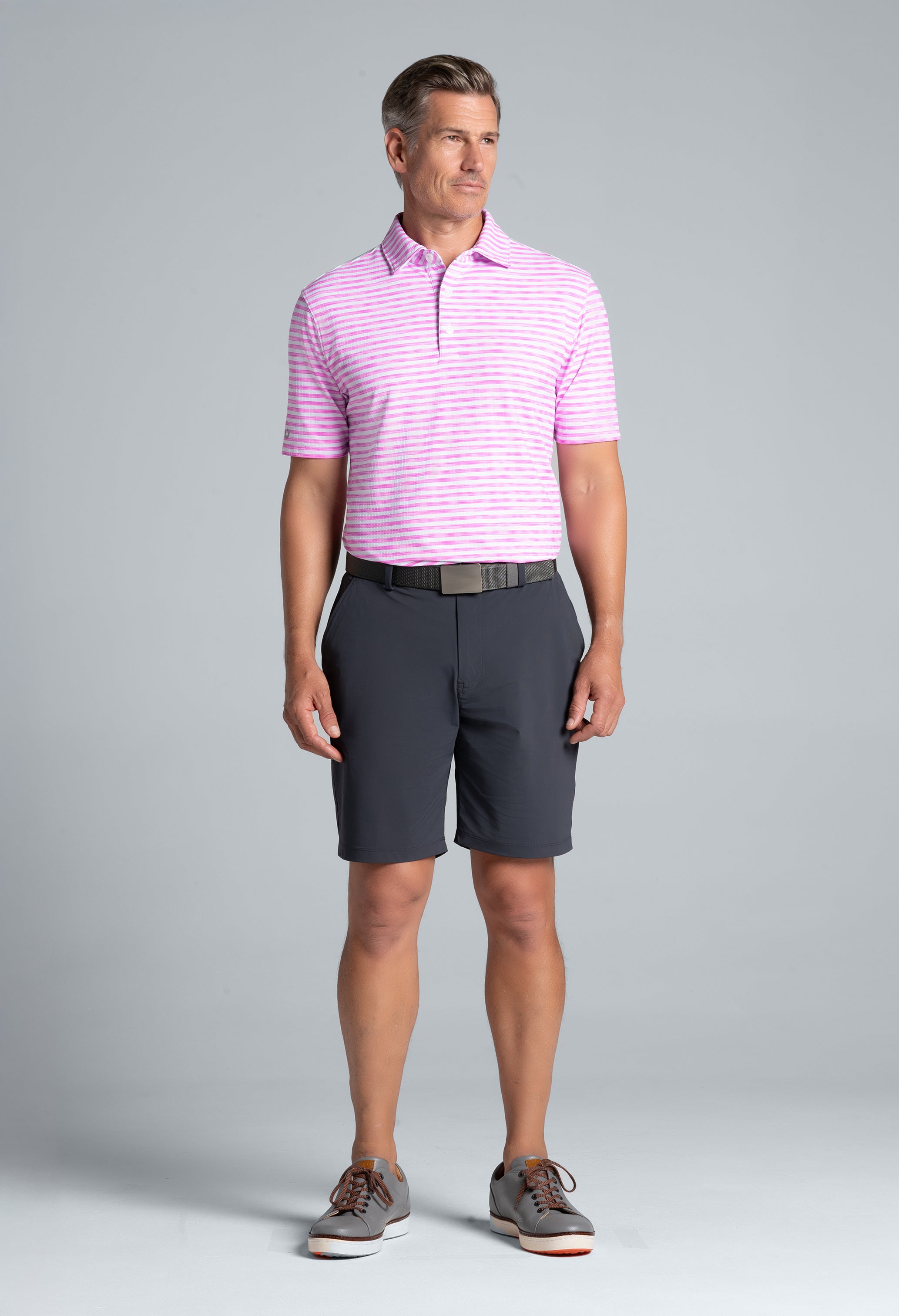Landon Stripe II Print Short Sleeve Polo (Modern Fit)