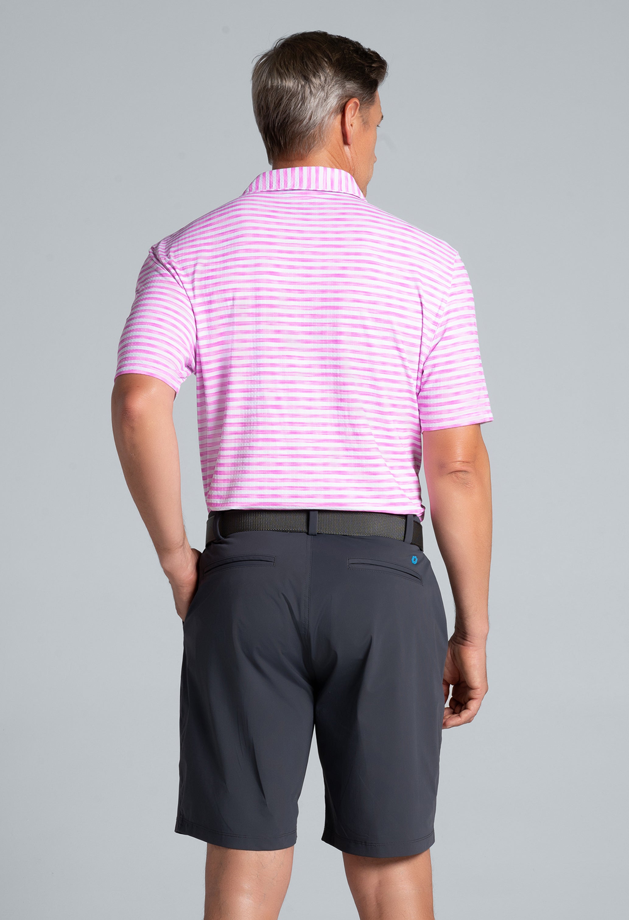 Landon Stripe II Print Short Sleeve Polo (Modern Fit)