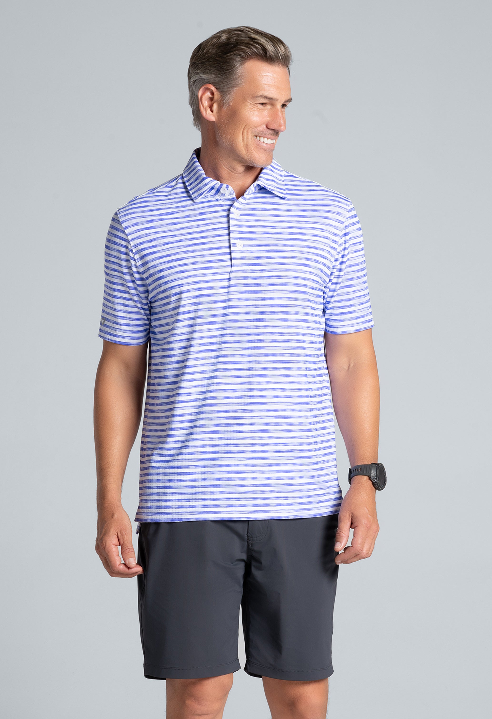 Landon Stripe II Print Short Sleeve Polo (Modern Fit)