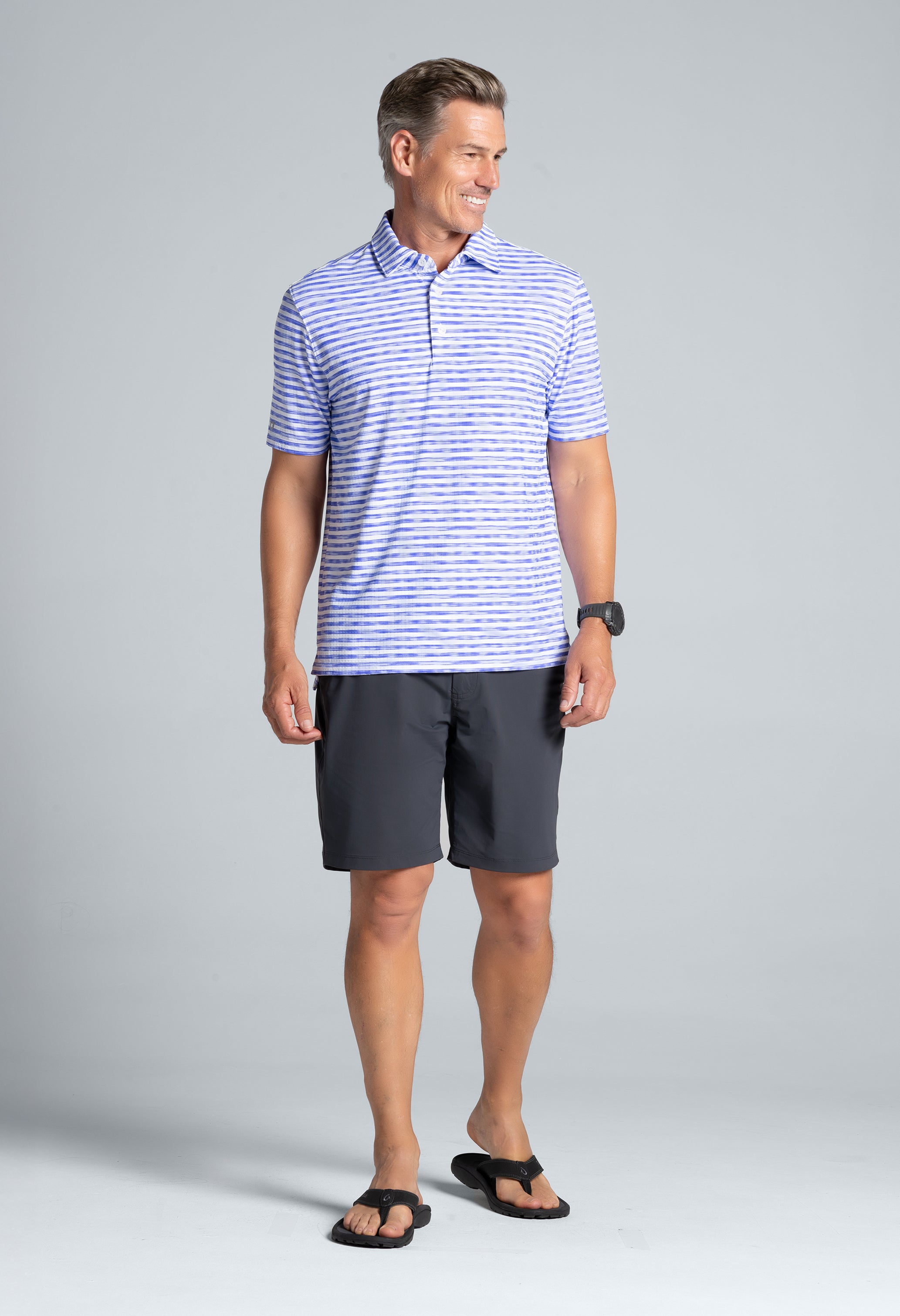Landon Stripe II Print Short Sleeve Polo (Modern Fit)