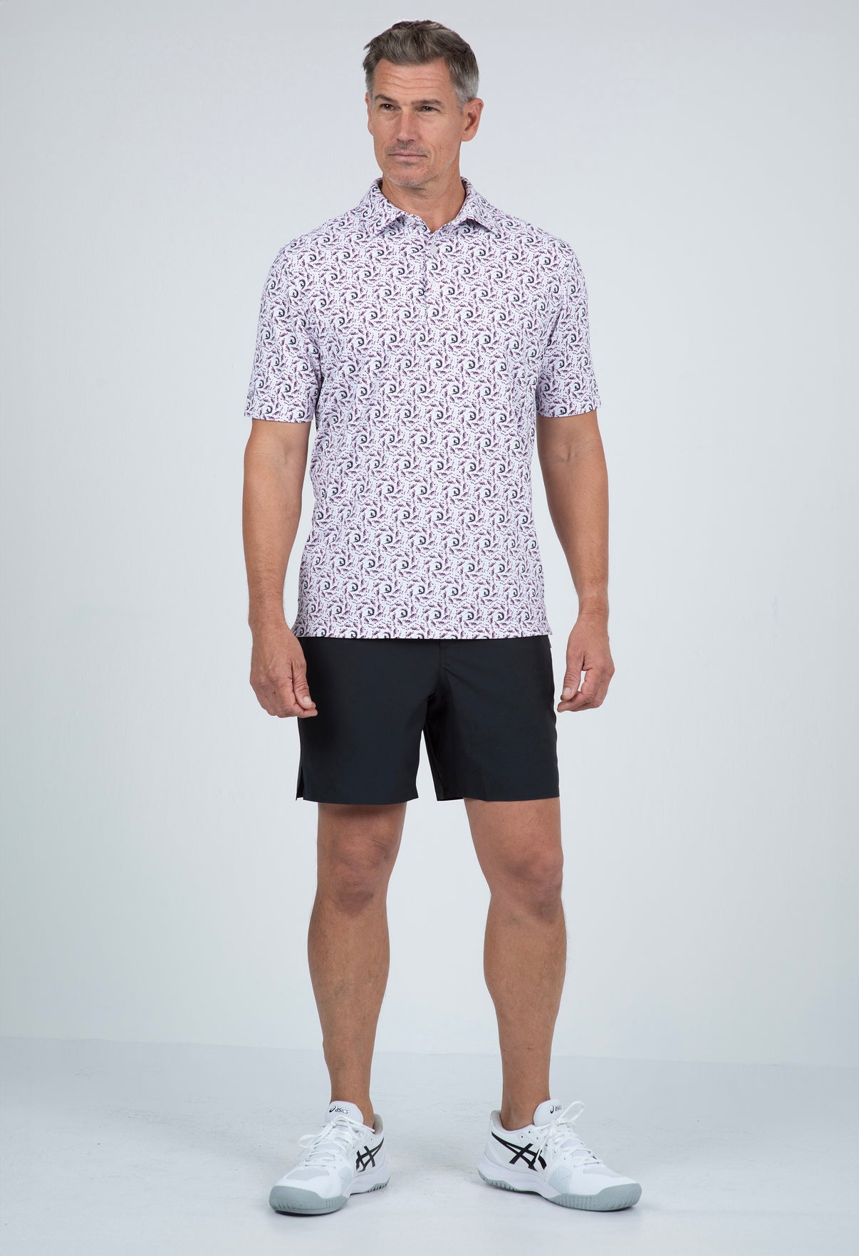 IBKÜL - Big Wave Print Short Sleeve Polo – 94166 (Modern Fit) - Color: Lt. Pink/Charcoal/Wht
