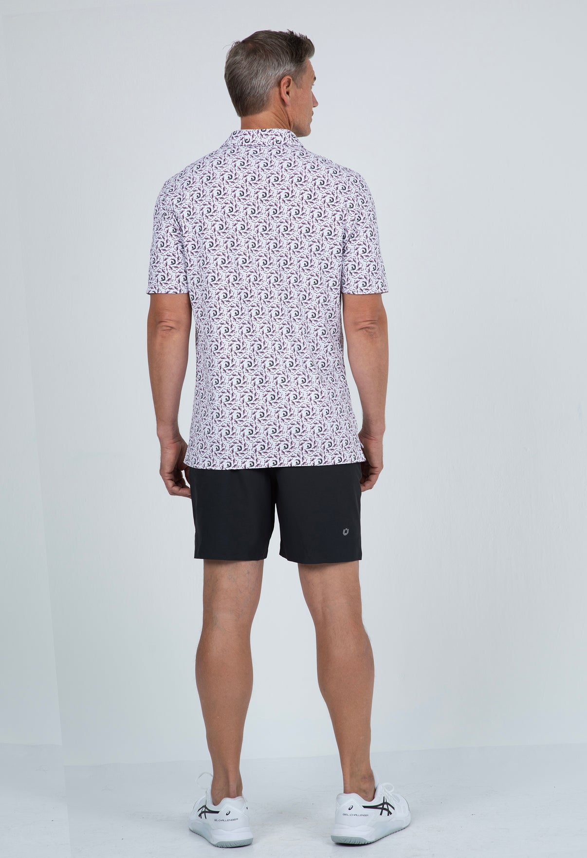 IBKÜL - Big Wave Print Short Sleeve Polo – 94166 (Modern Fit) - Color: Lt. Pink/Charcoal/Wht