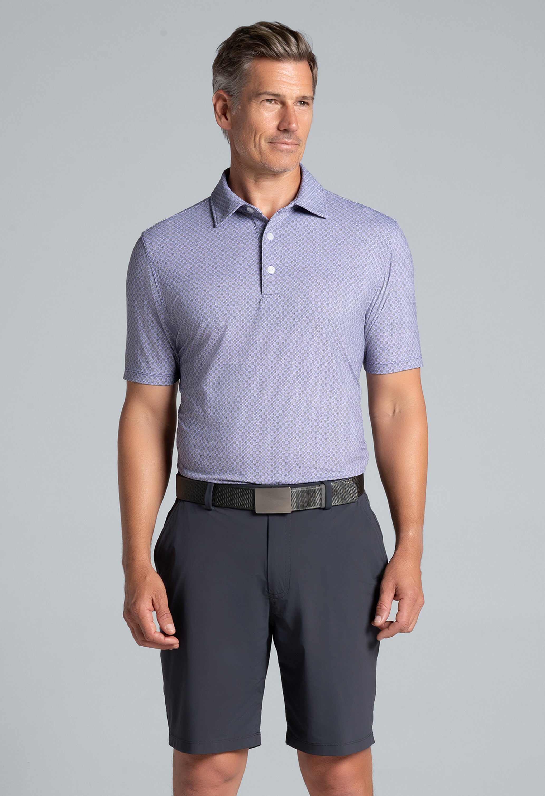 Square Spiral Print Short Sleeve Polo (Modern Fit)
