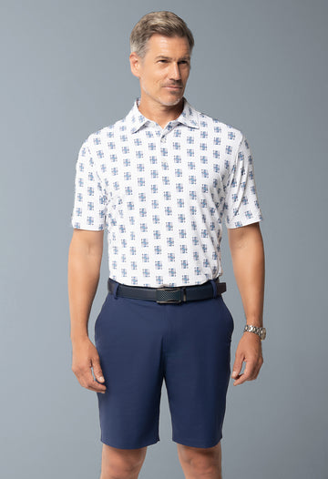 IBKÜL - King of Spades Print Short Sleeve Polo – 94170 (Modern Fit) - Color: Ink/Turq