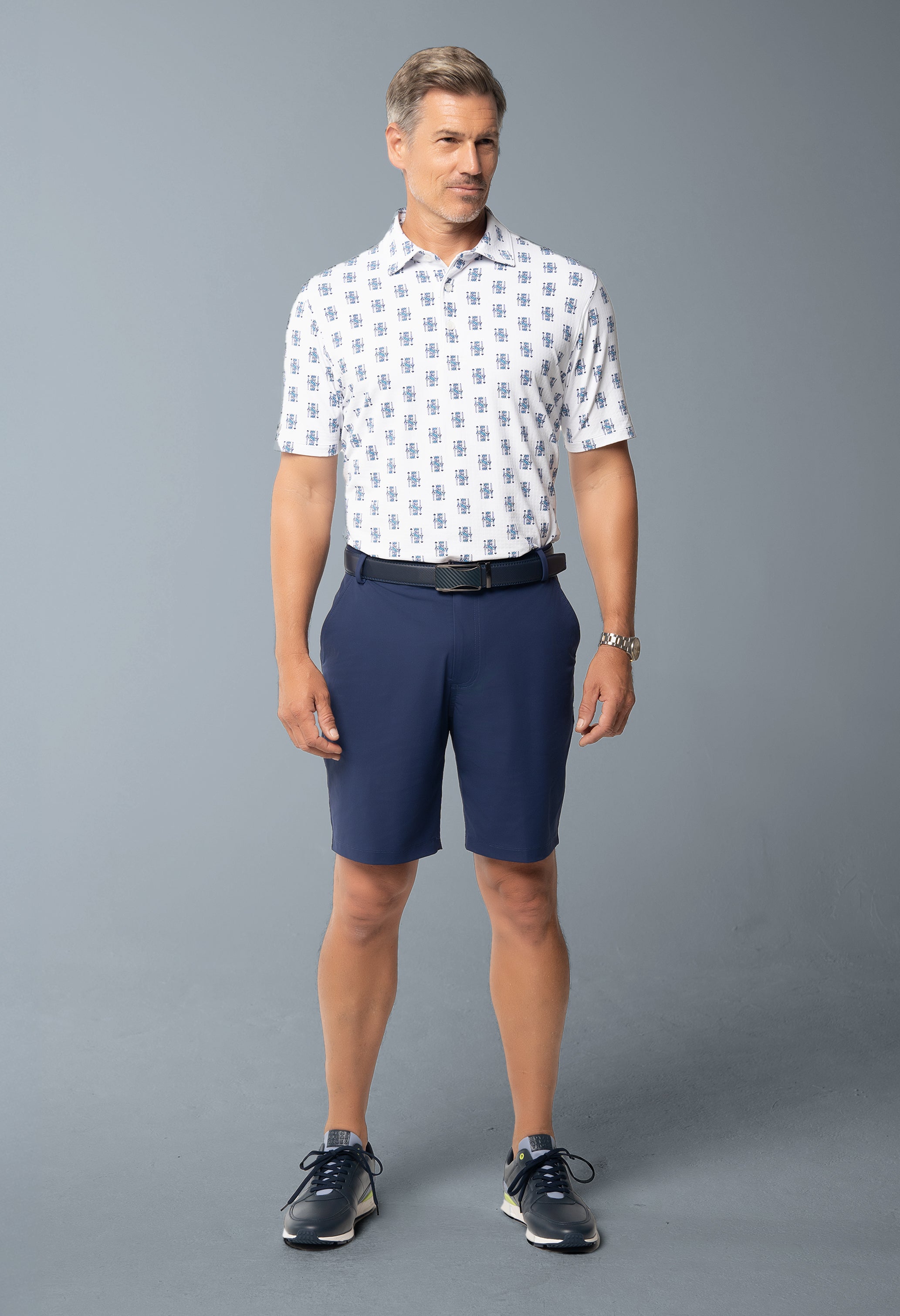 IBKÜL - King of Spades Print Short Sleeve Polo – 94170 (Modern Fit) - Color: Ink/Turq