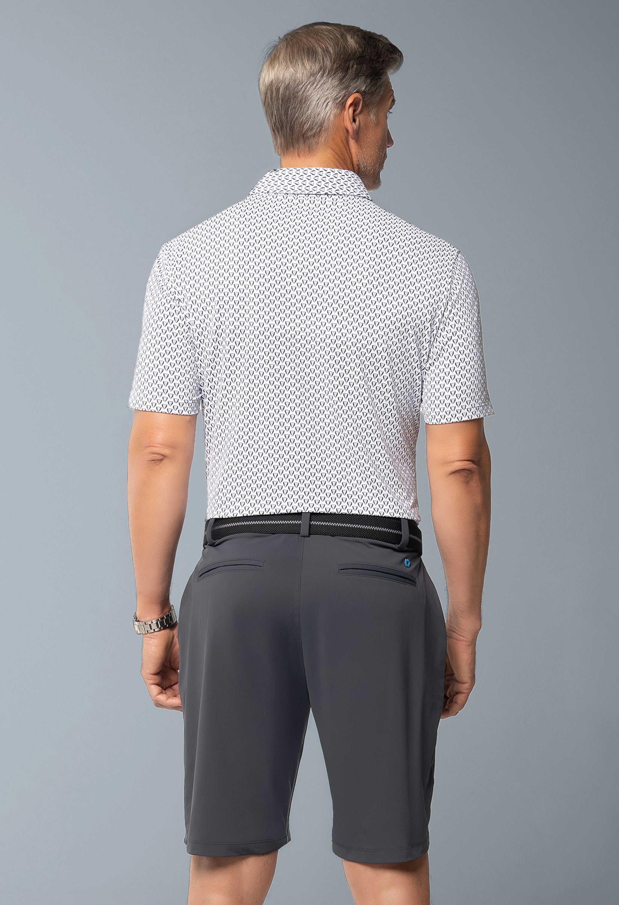 IBKÜL - Tuxedo Print Short Sleeve Polo – 94172 (Modern Fit) - Color: Charcoal/Plum