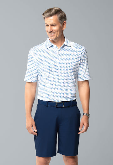 IBKÜL - Beach Day Print Short Sleeve Polo – 94174 (Modern Fit) - Color: Royal/Lime/White