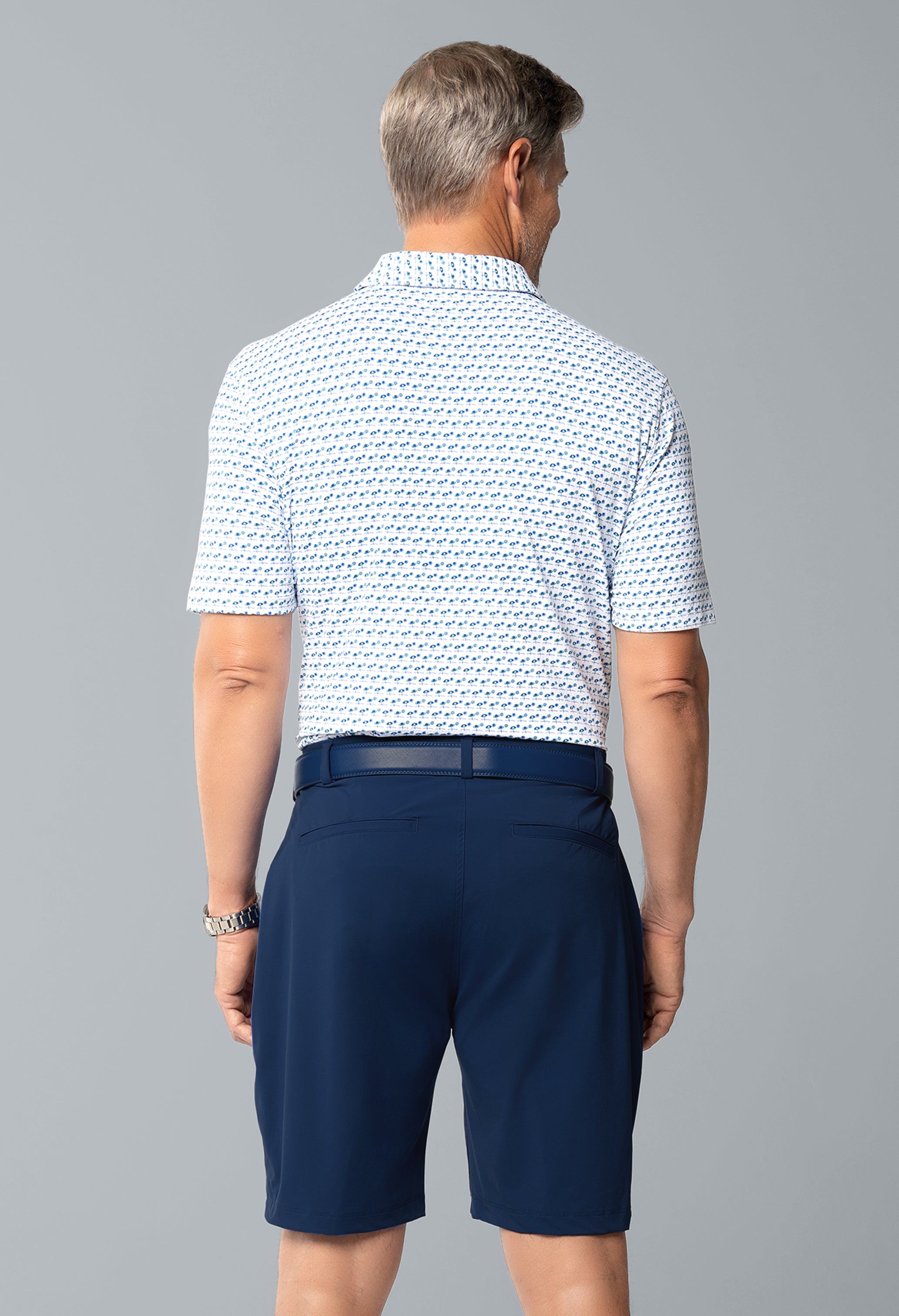 IBKÜL - Beach Day Print Short Sleeve Polo – 94174 (Modern Fit) - Color: Royal/Lime/White