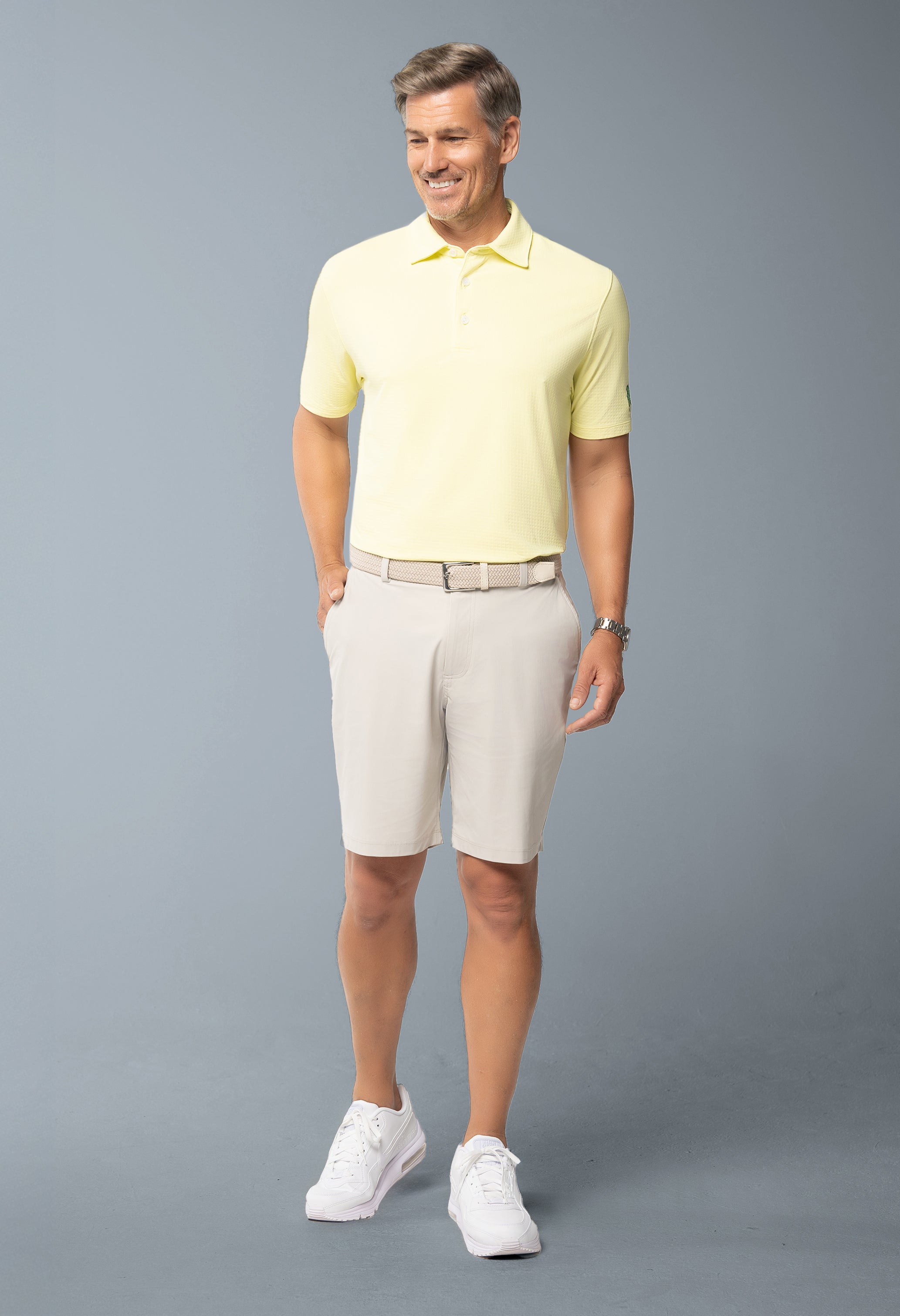 IBKÜL - Lucky Charm Print Short Sleeve Polo – 94176 (Modern Fit) - Color: Butter