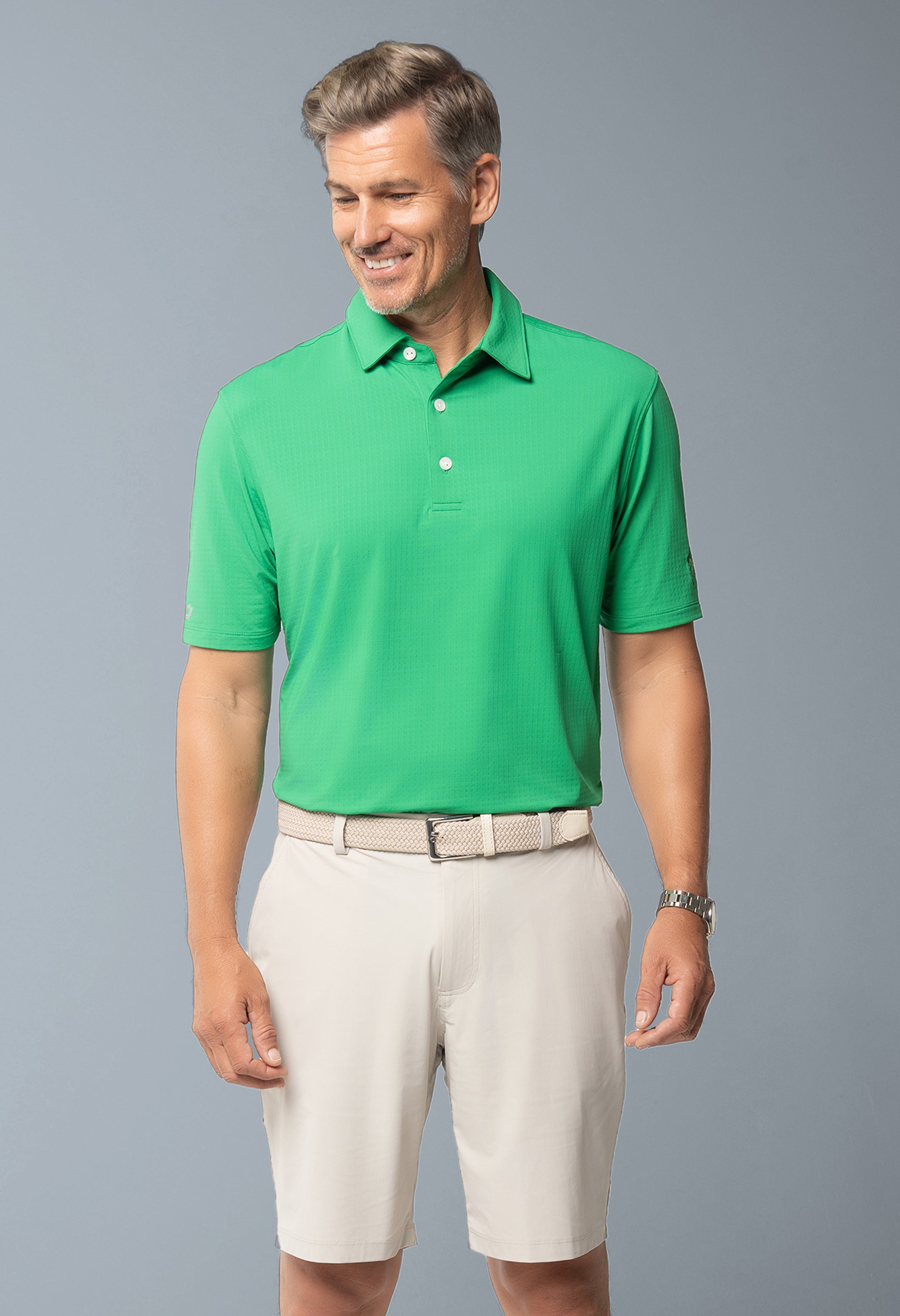 IBKÜL - Lucky Charm Print Short Sleeve Polo – 94176 (Modern Fit) - Color: Kelly Green