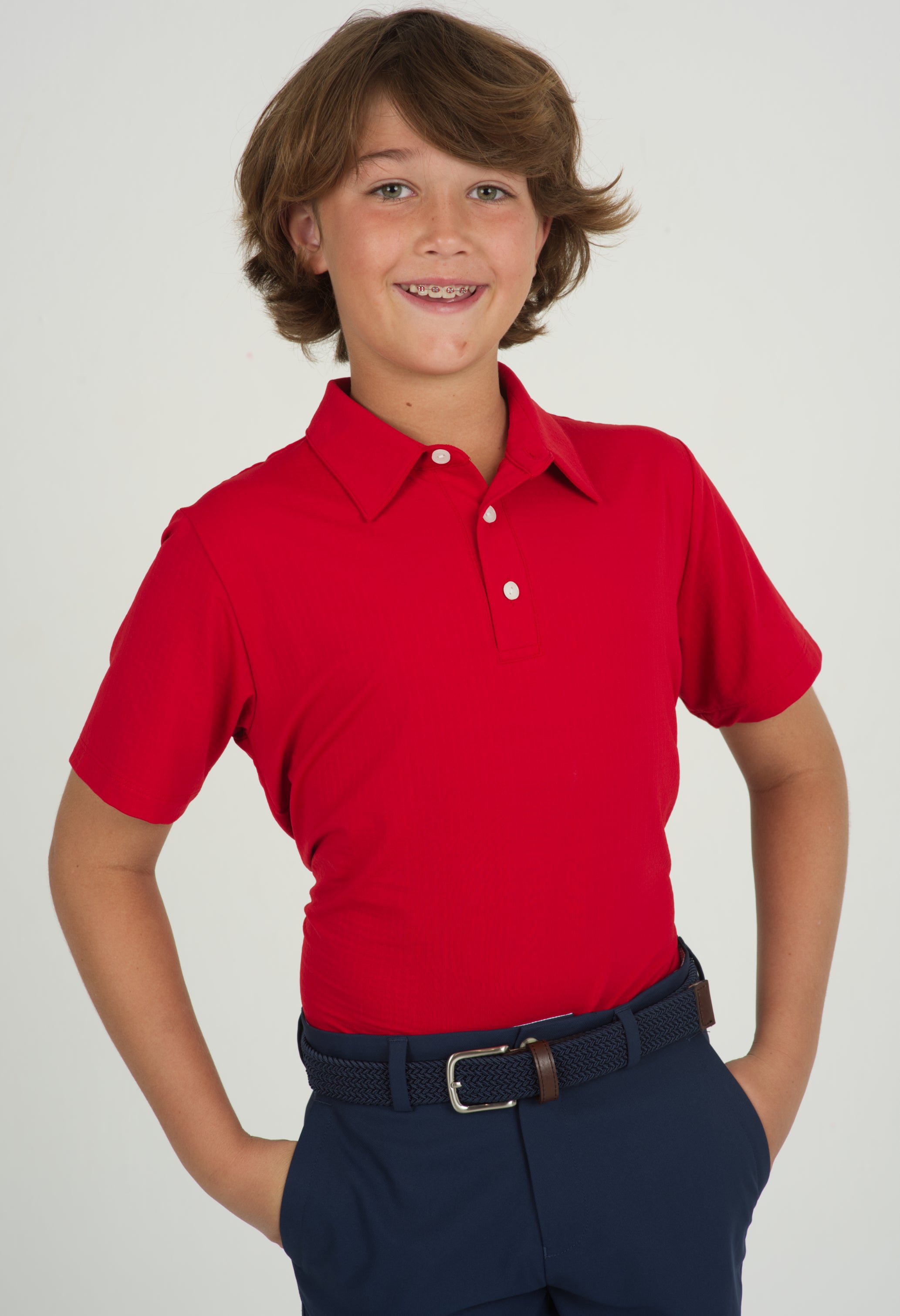 IBKÜL - Youth Solid Short Sleeve Polo - 94199B - Color: Red