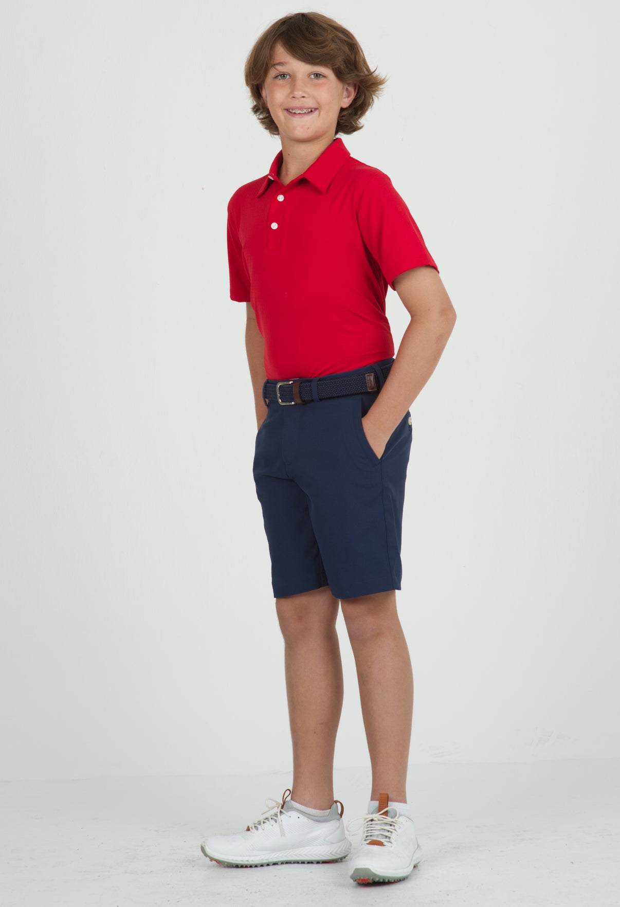 IBKÜL - Youth Solid Short Sleeve Polo - 94199B - Color: Red