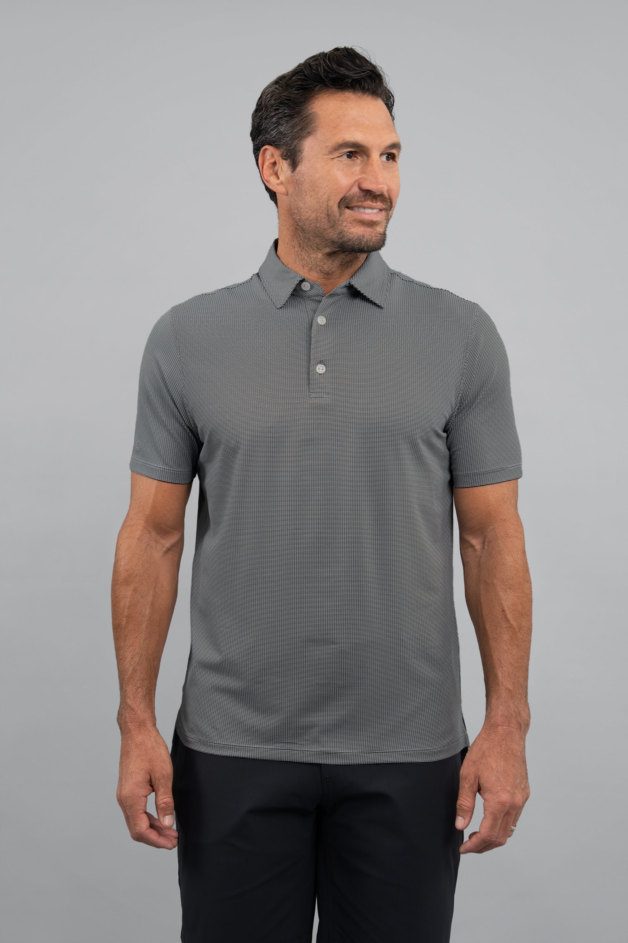 IBKÜL - Combo Stitch Short Sleeve Polo (Modern Fit) - Color: White/Platinum/Black