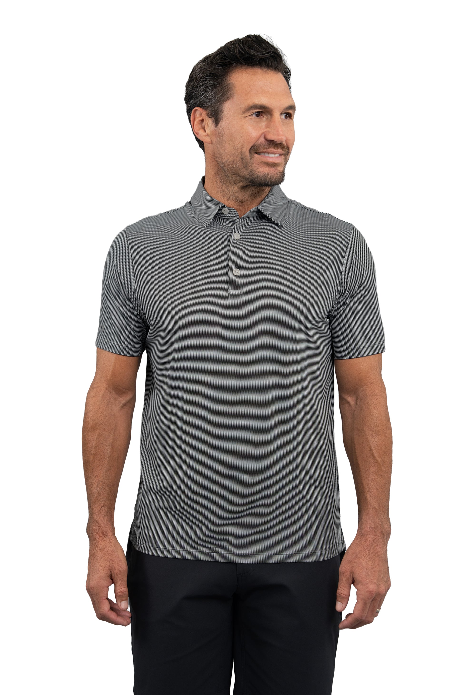 IBKÜL - Combo Stitch Short Sleeve Polo (Modern Fit) - Color: White/Platinum/Black