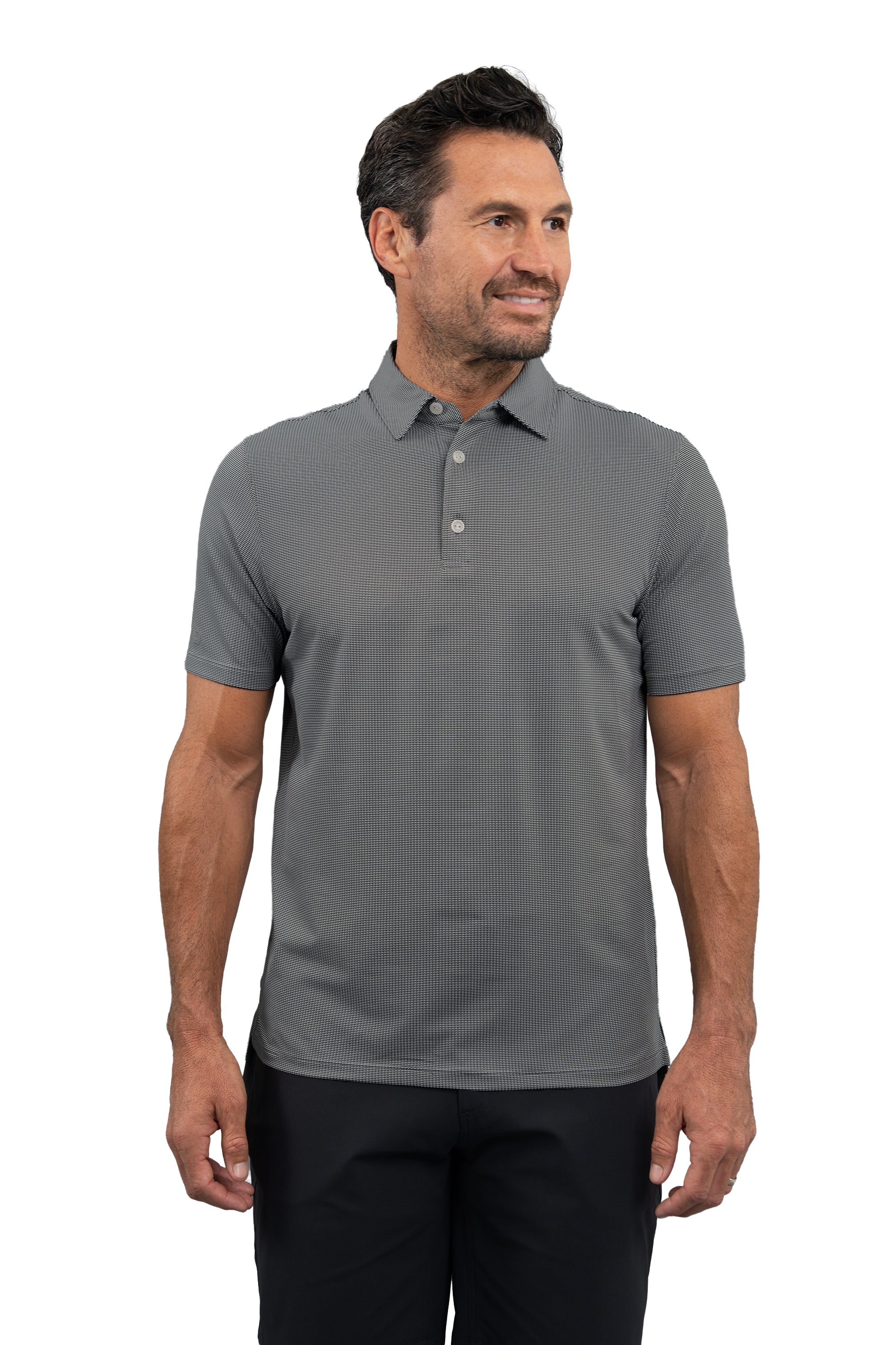 IBKÜL - Combo Stitch Short Sleeve Polo (Modern Fit) - Color: White/Platinum/Black