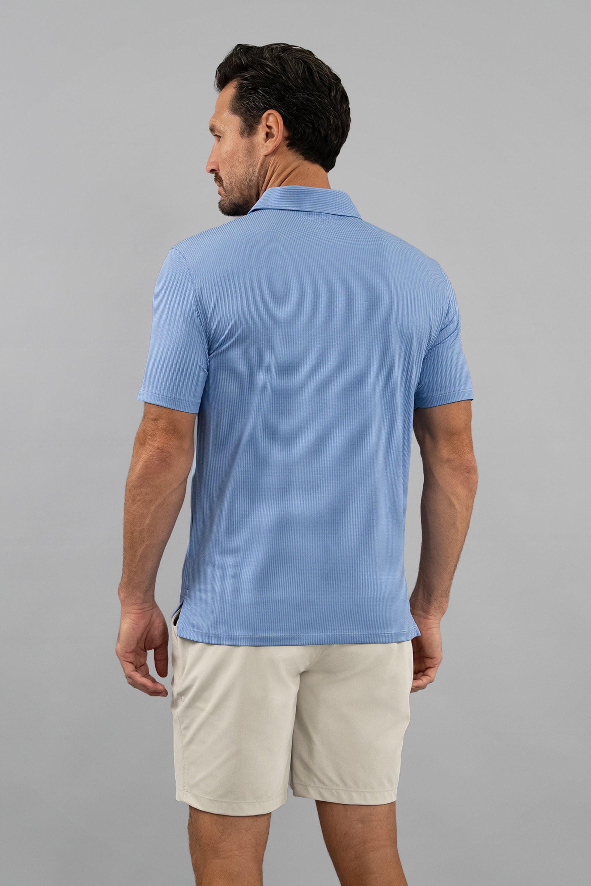 IBKÜL - Combo Stitch Short Sleeve Polo (Modern Fit) - Color: White/Pool Party/Royal