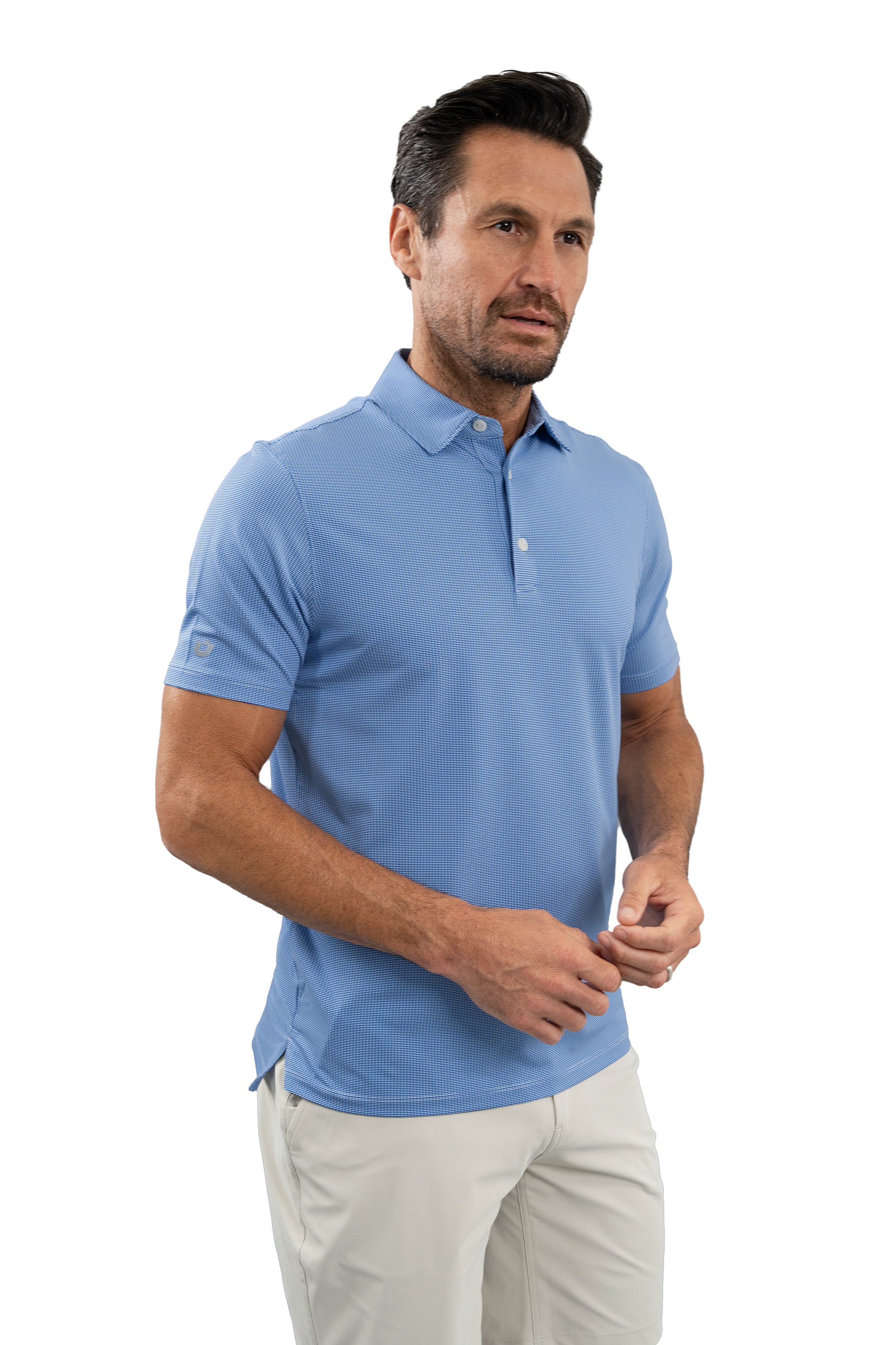 IBKÜL - Combo Stitch Short Sleeve Polo (Modern Fit) - Color: White/Pool Party/Royal