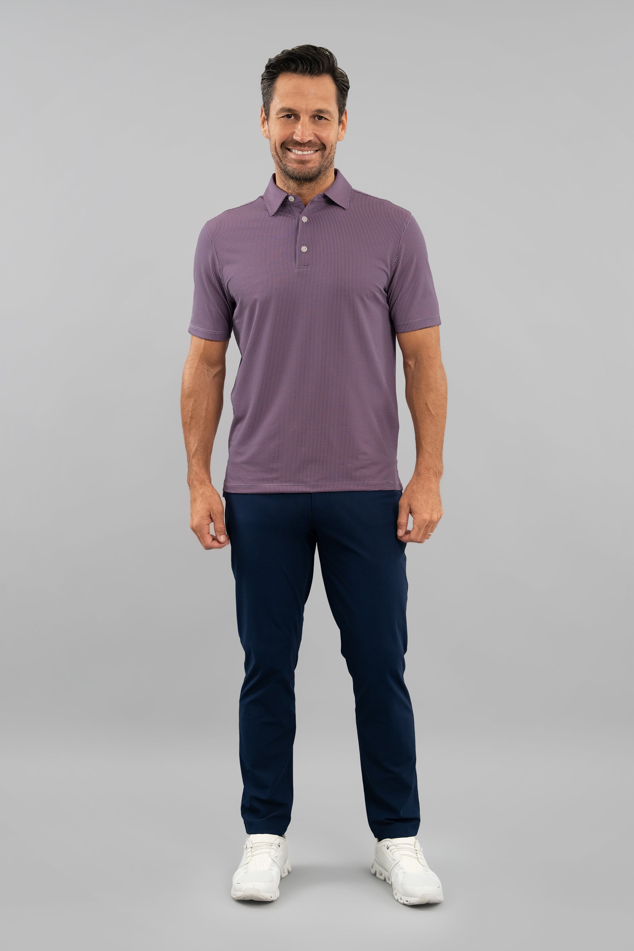 IBKÜL - Combo Stitch Short Sleeve Polo (Modern Fit) - Color: White/Rose/C.Navy