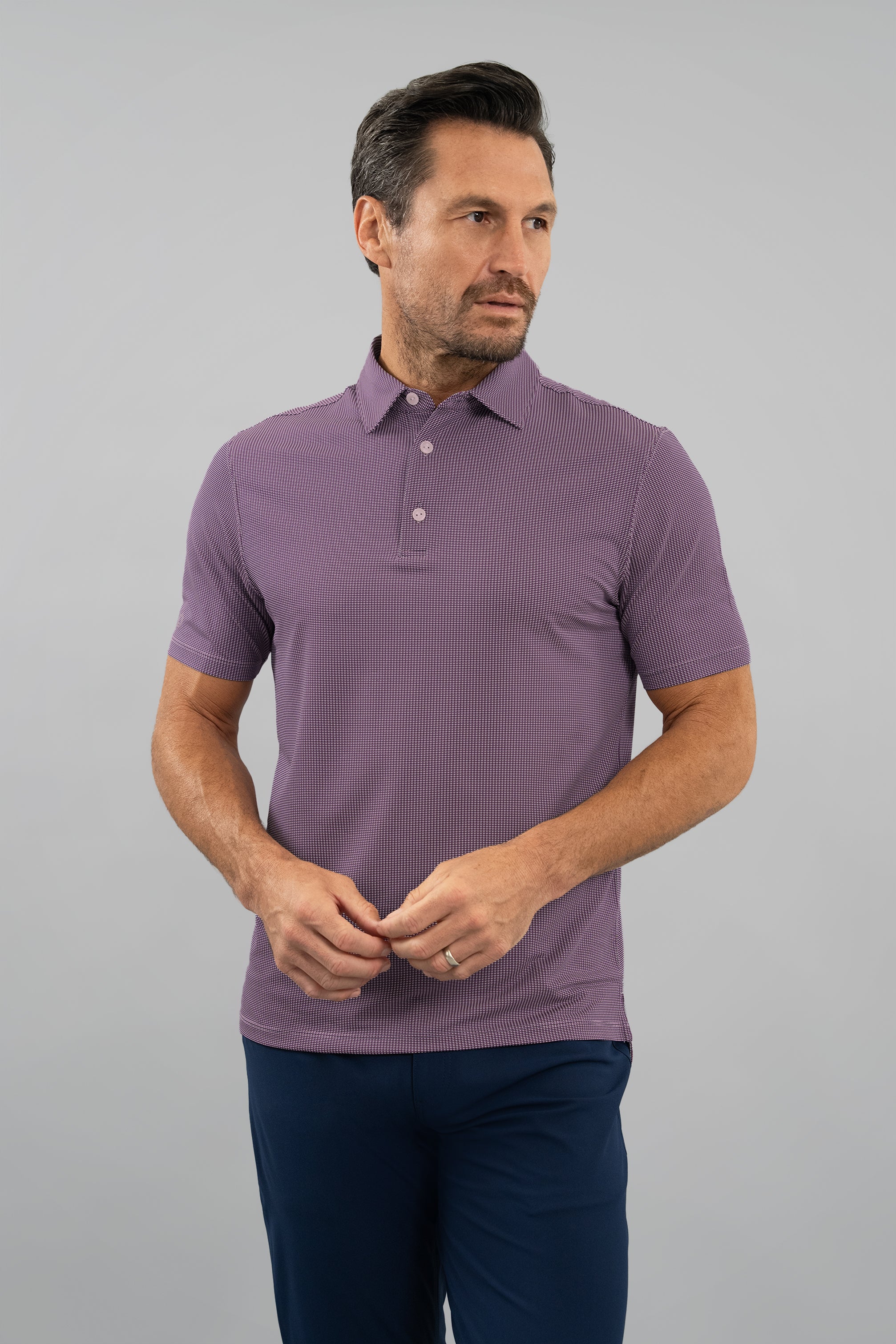 IBKÜL - Combo Stitch Short Sleeve Polo (Modern Fit) - Color: White/Rose/C.Navy