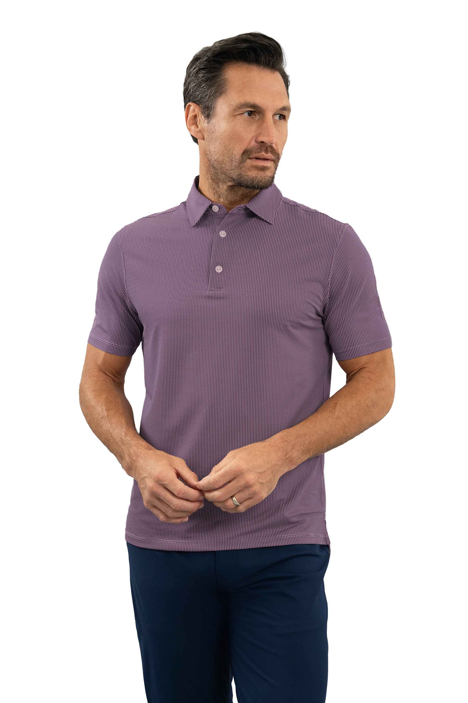IBKÜL - Combo Stitch Short Sleeve Polo (Modern Fit) - Color: White/Rose/C.Navy