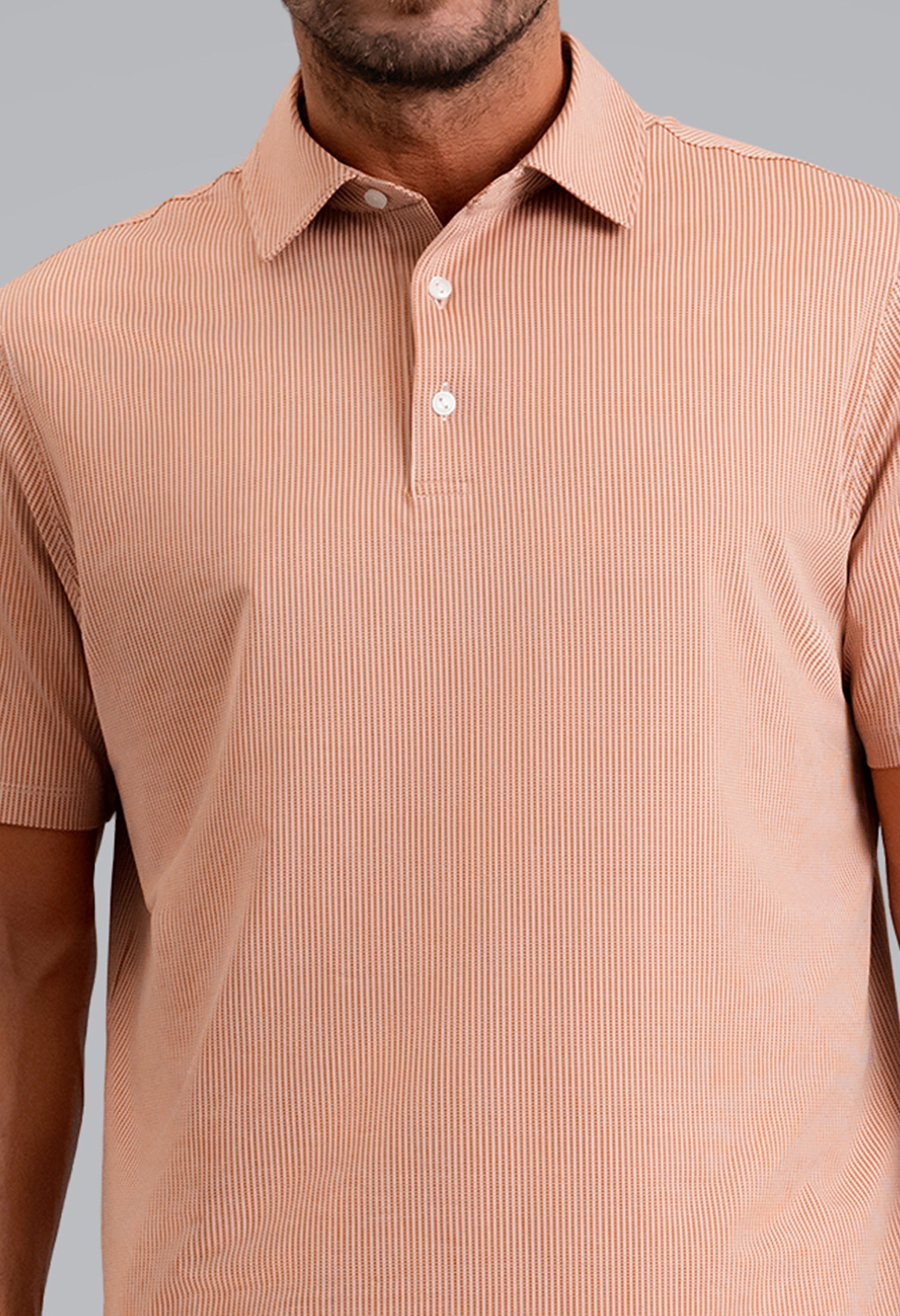 IBKÜL - Combo Stitch Short Sleeve Polo (Modern Fit) - Color: Peach Multi