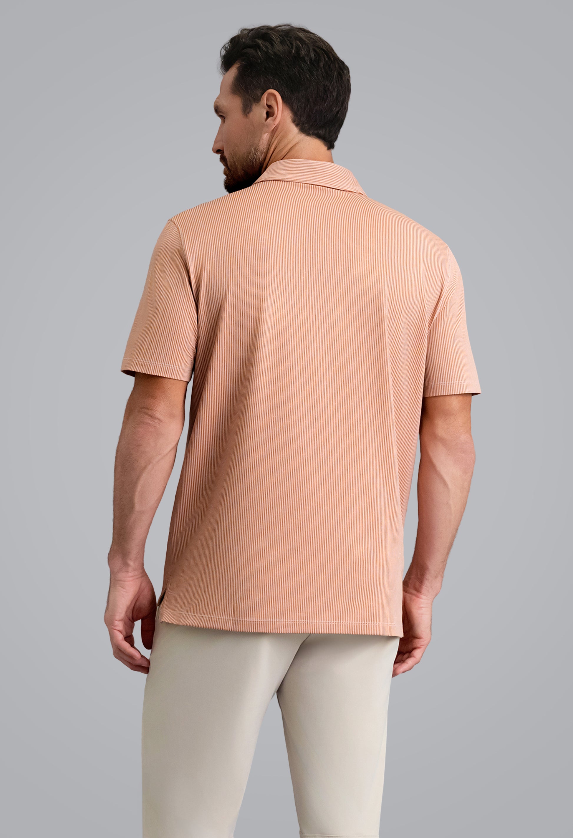 IBKÜL - Combo Stitch Short Sleeve Polo (Modern Fit) - Color: Peach Multi