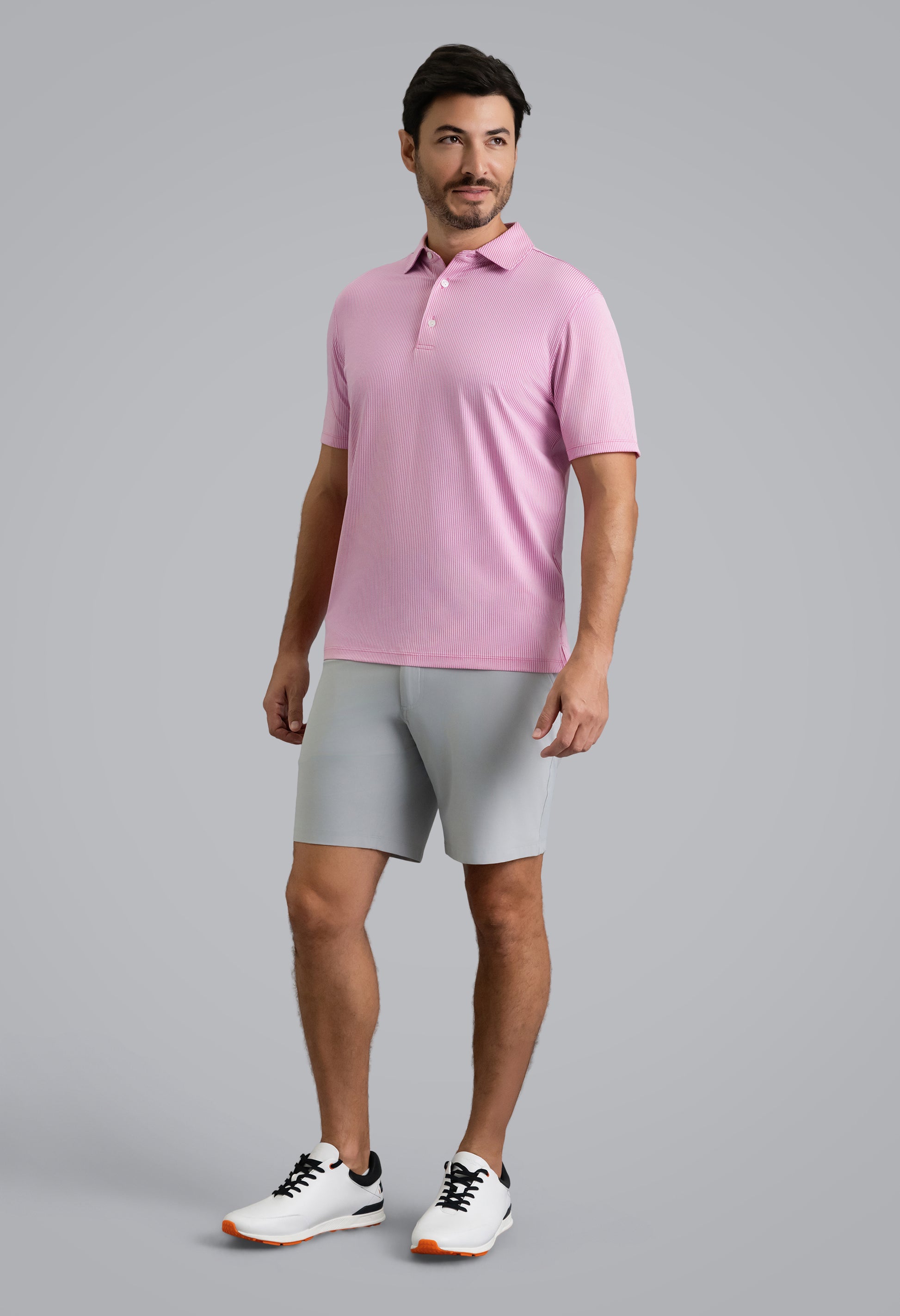 IBKÜL - Combo Stitch Short Sleeve Polo (Modern Fit) - Color: Rose Multi