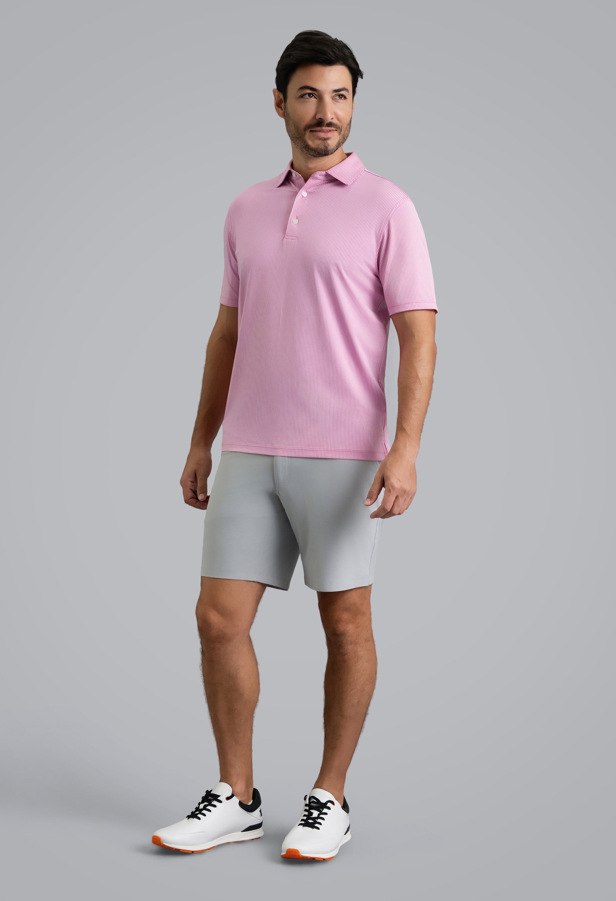 IBKÜL - Combo Stitch Short Sleeve Polo (Modern Fit) - Color: Rose Multi