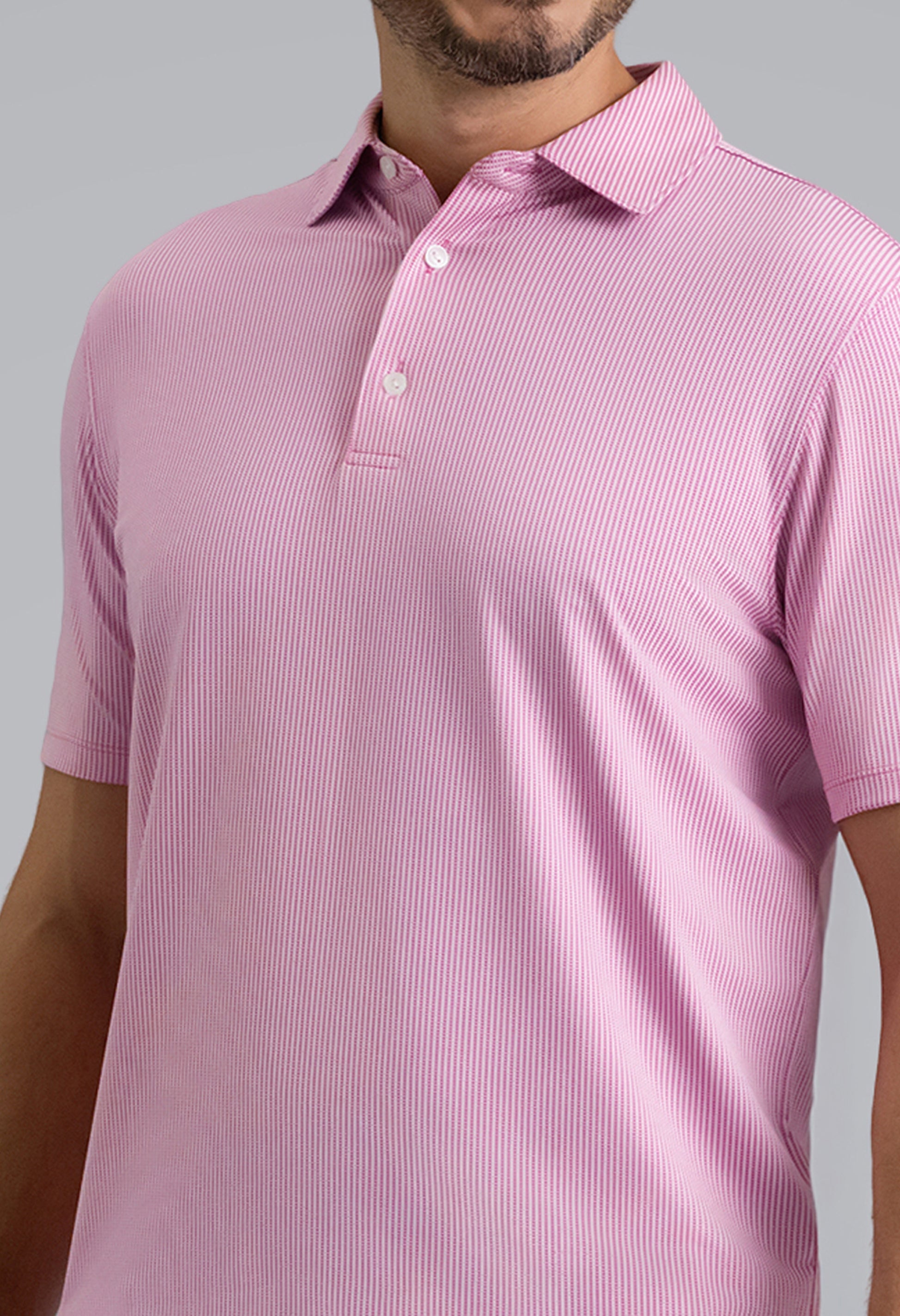 IBKÜL - Combo Stitch Short Sleeve Polo (Modern Fit) - Color: Rose Multi