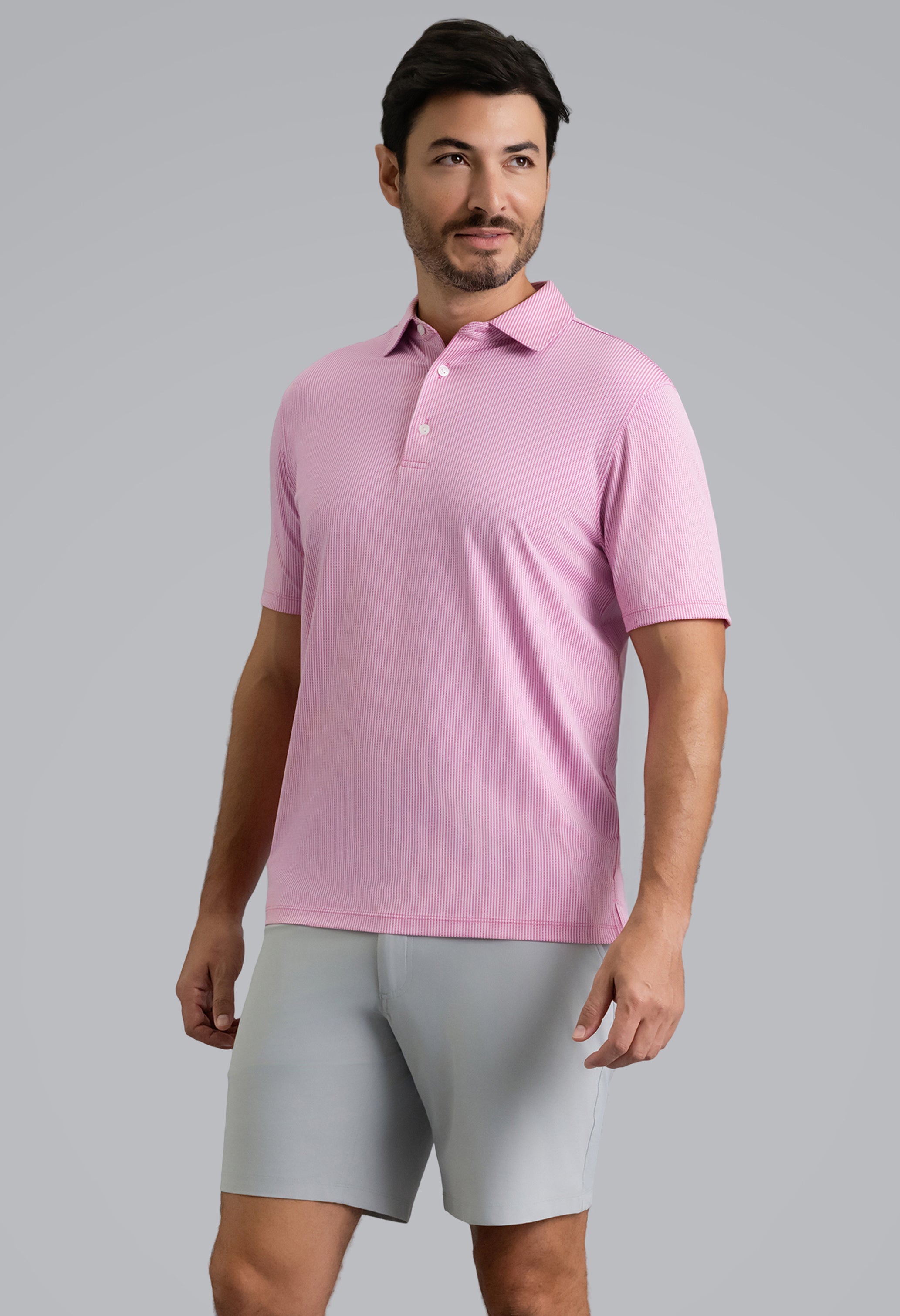 IBKÜL - Combo Stitch Short Sleeve Polo (Modern Fit) - Color: Rose Multi