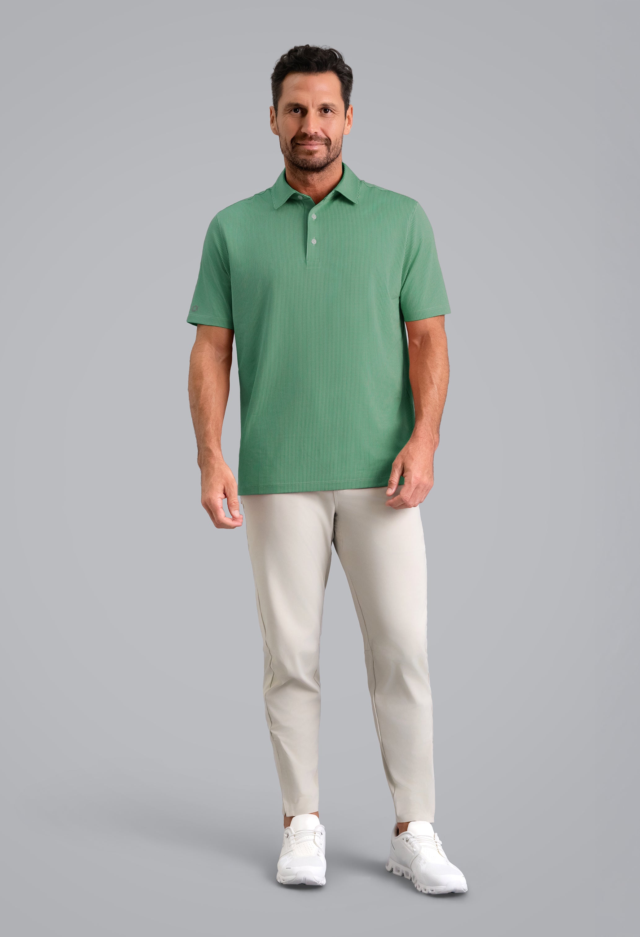 IBKÜL - Combo Stitch Short Sleeve Polo (Modern Fit) - Color: Mint Multi