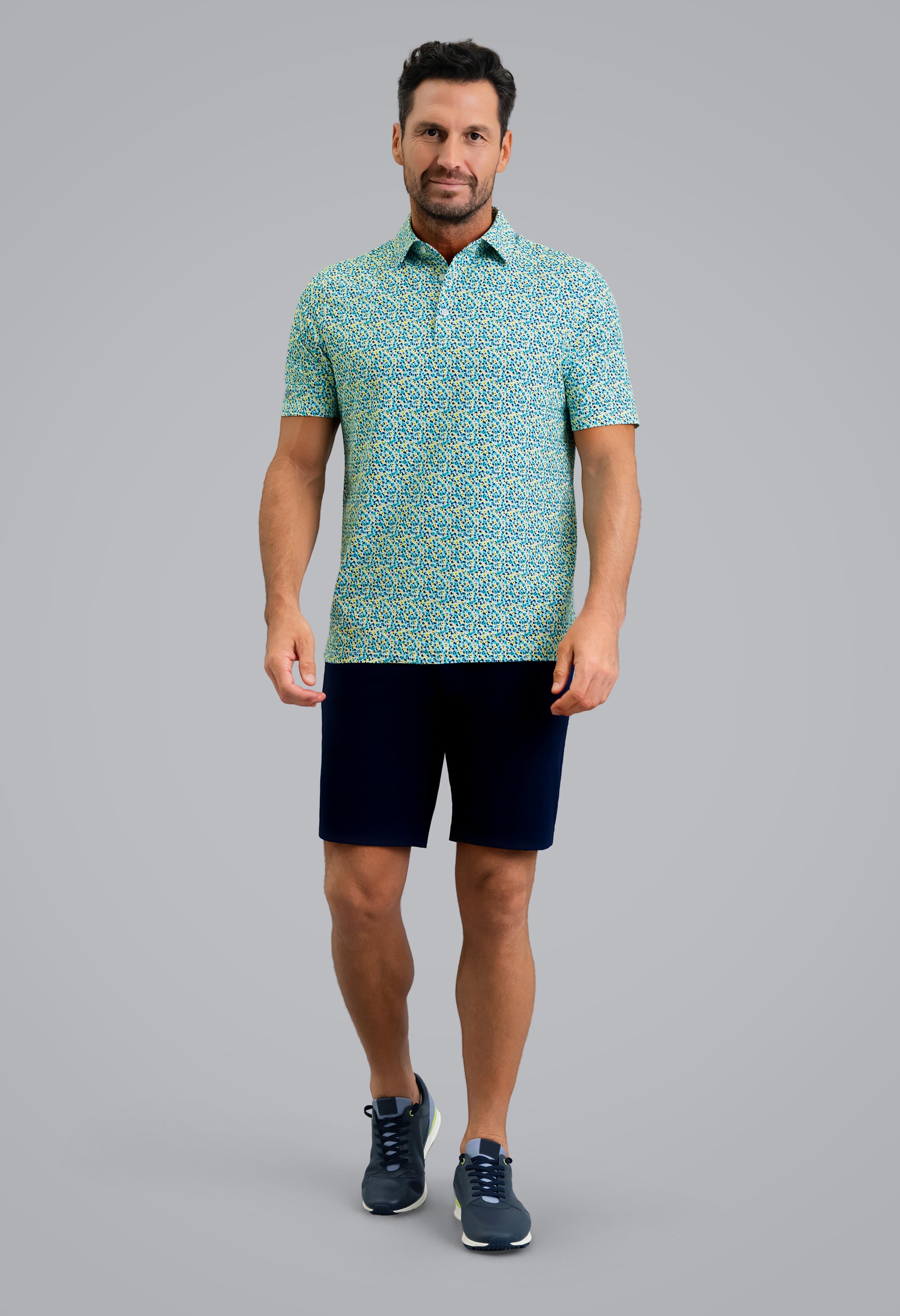 IBKÜL - Mirabel Short Sleeve Polo - Color: Mint/Lemonade/Navy