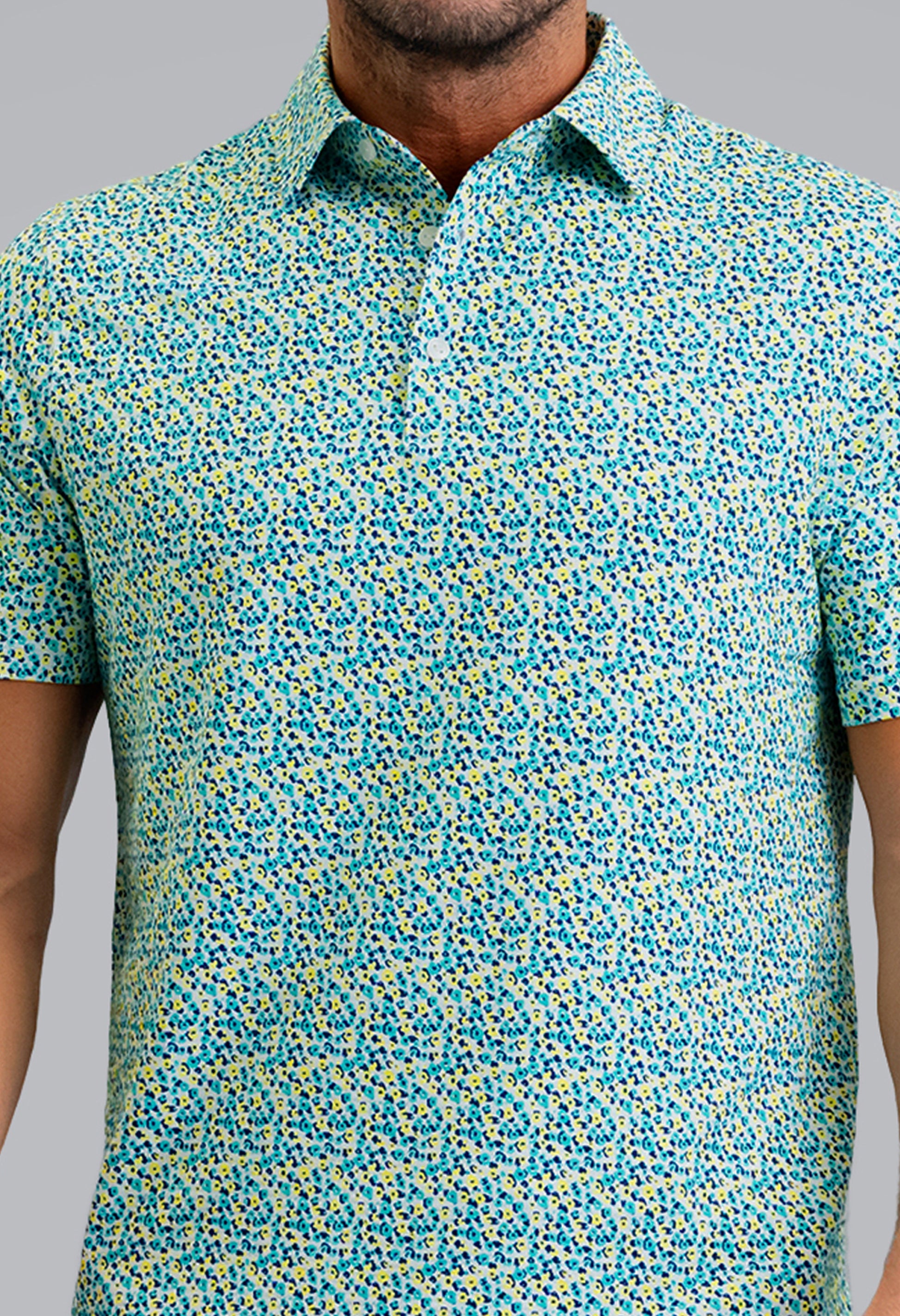 IBKÜL - Mirabel Short Sleeve Polo - Color: Mint/Lemonade/Navy