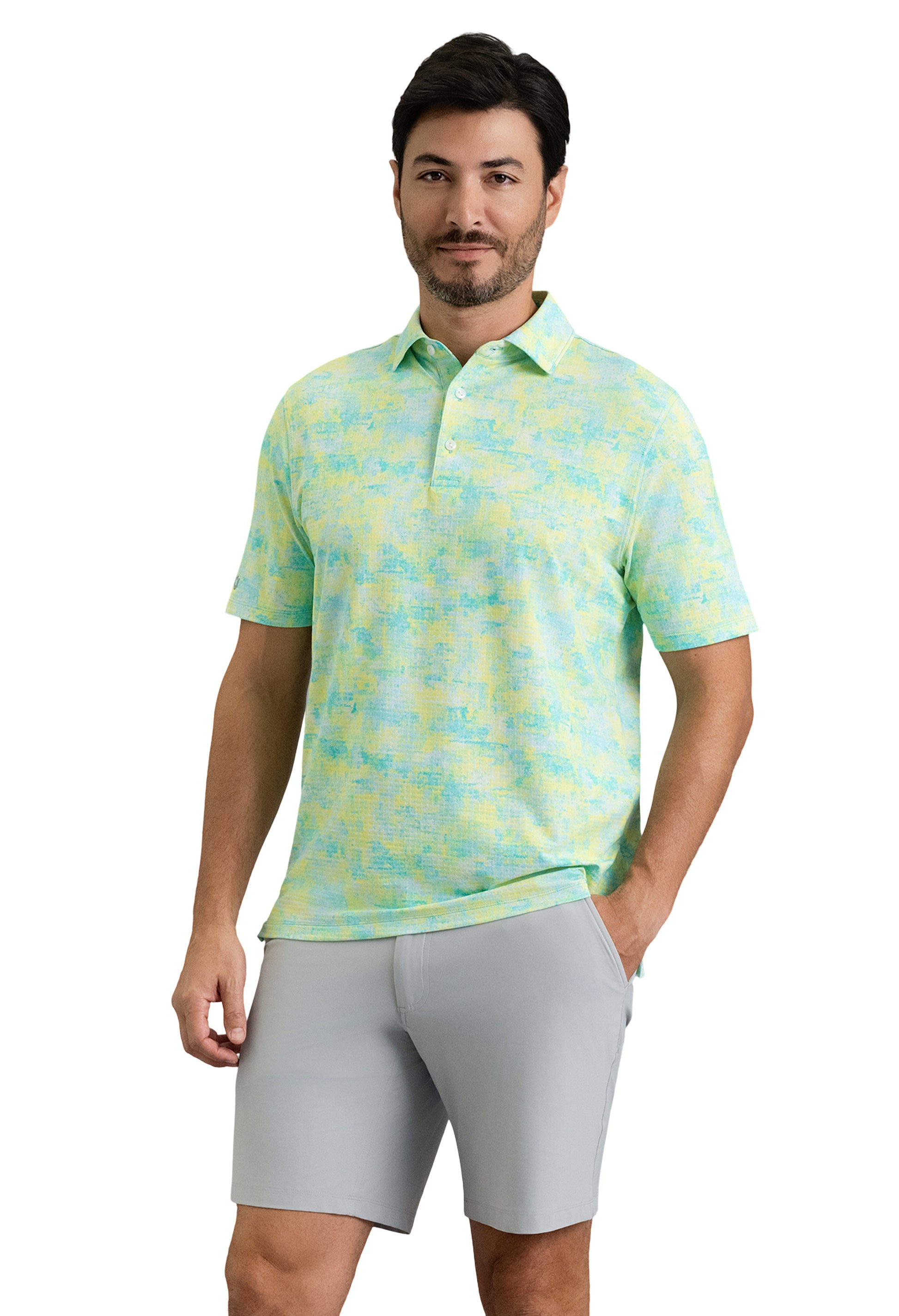 IBKÜL - Kate Short Sleeve Polo - Color: Mint/Lemonade