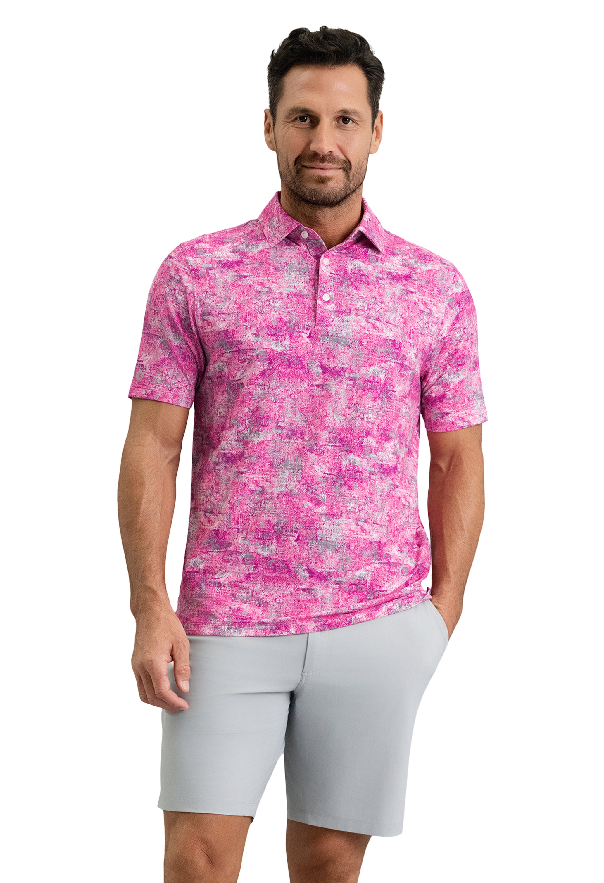 IBKÜL - Kate Short Sleeve Polo - Color: Platinum/Rose