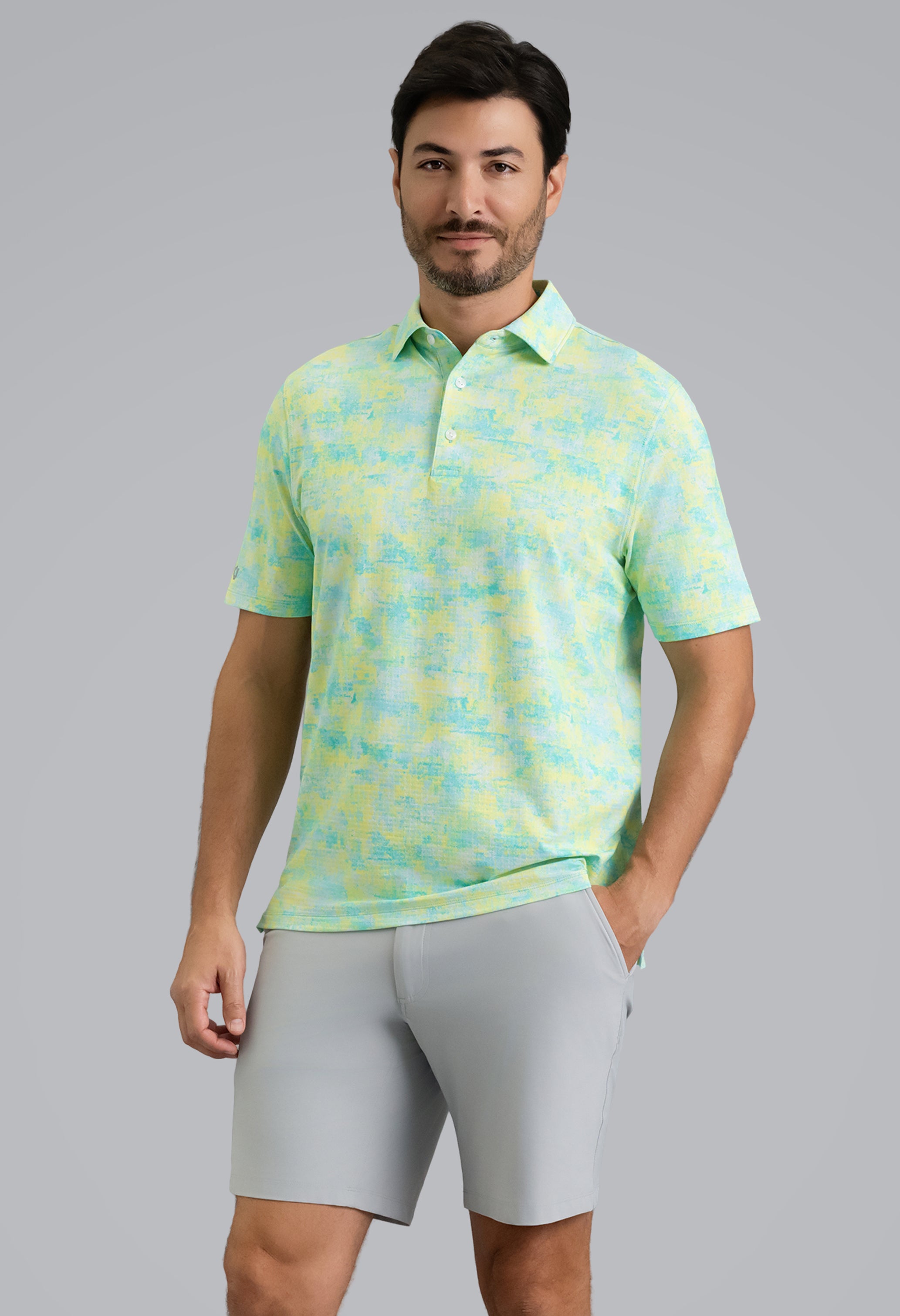 IBKÜL - Kate Short Sleeve Polo - Color: Mint/Lemonade