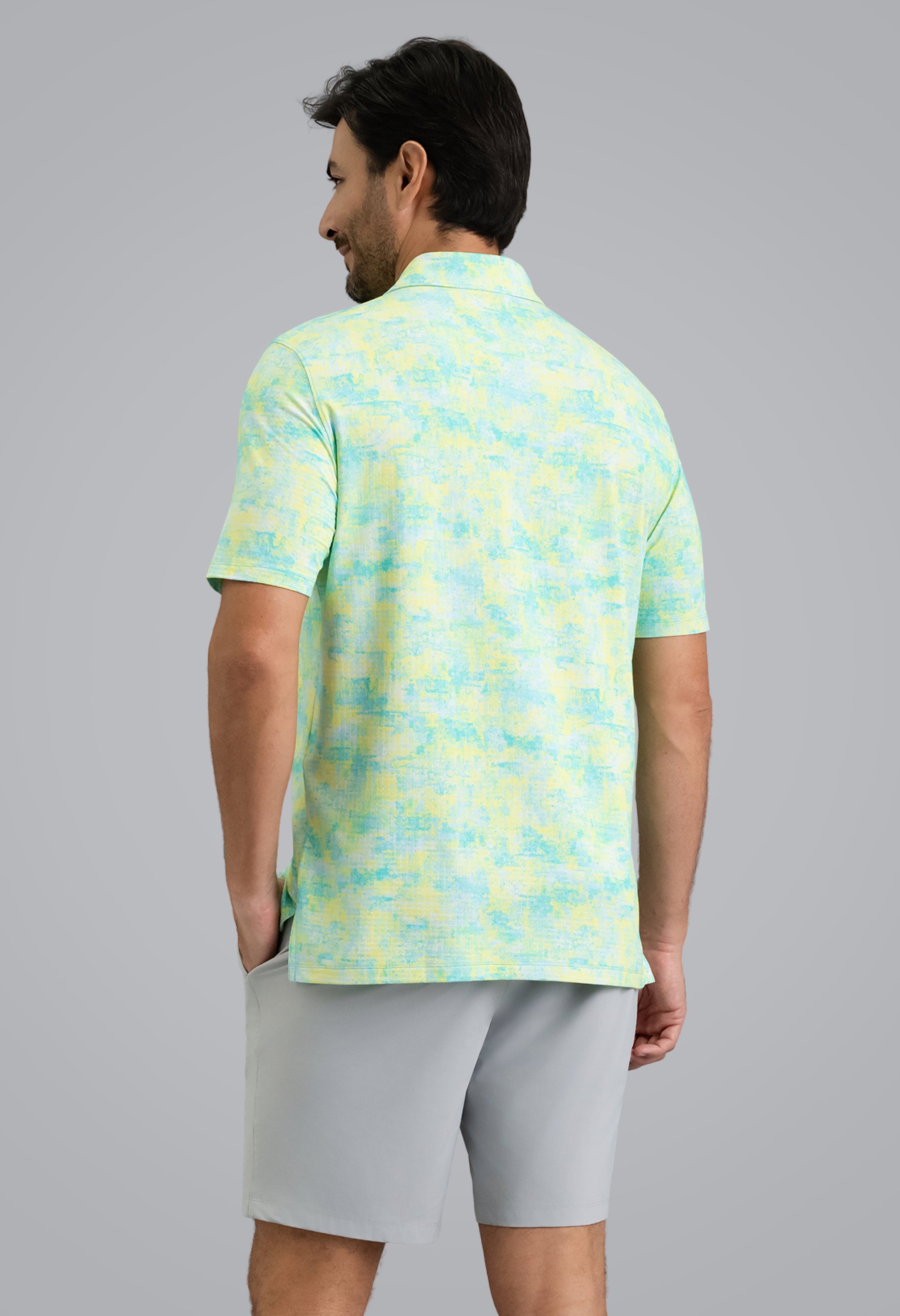 IBKÜL - Kate Short Sleeve Polo - Color: Mint/Lemonade